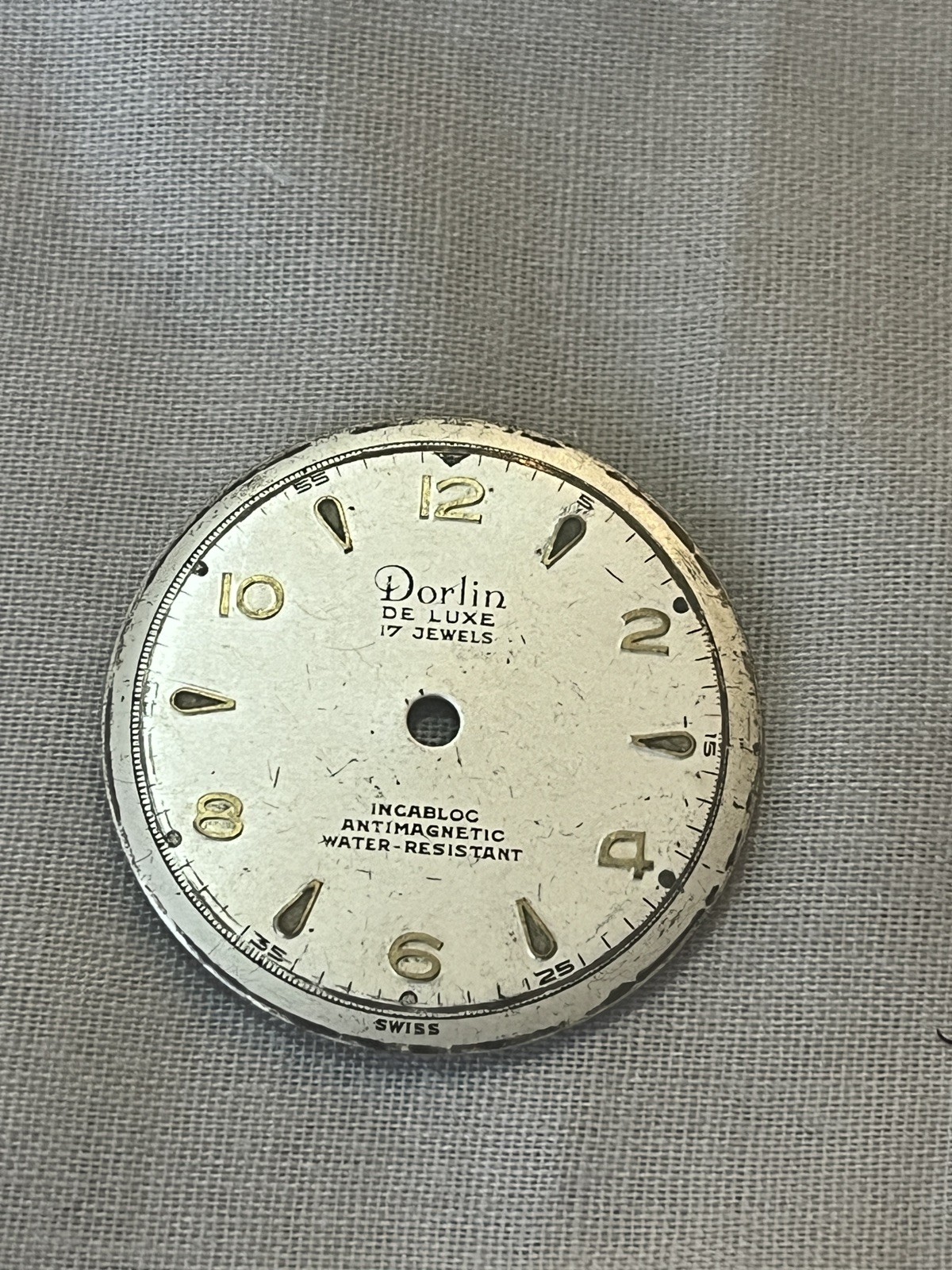 Vintage Dorlin De Lux Wristwatch Dial for movement AS1187- 1194 w/2 Dial Feet