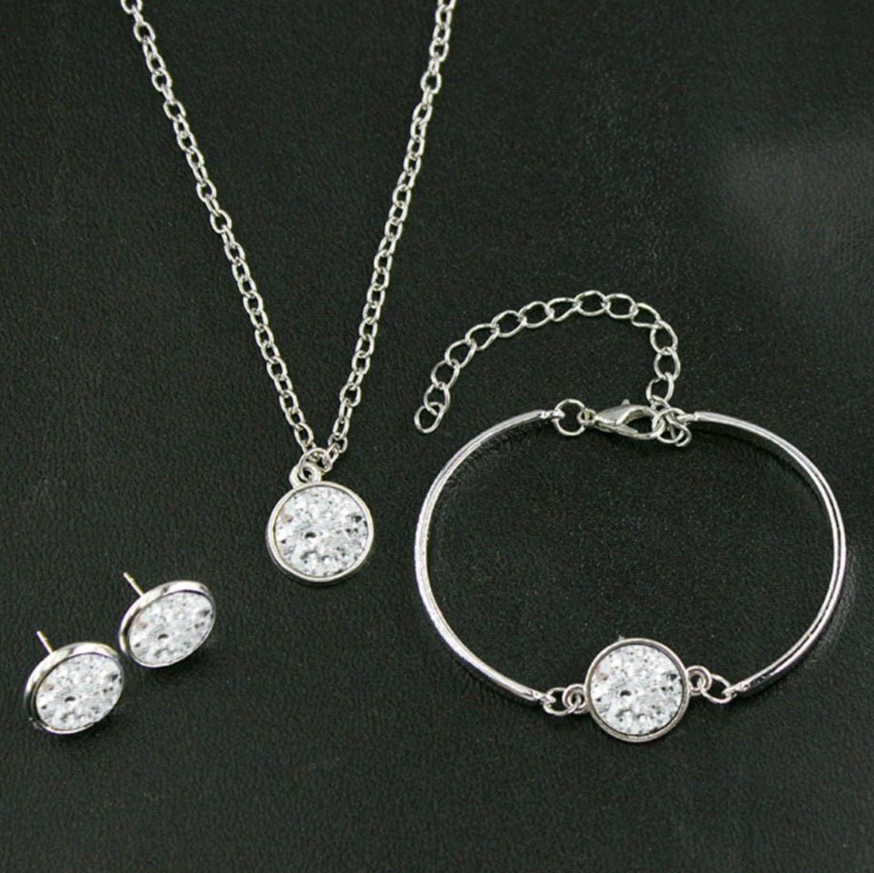 *Your Choice of 9 Colors!* Druzy 3-Piece Jewelry Set