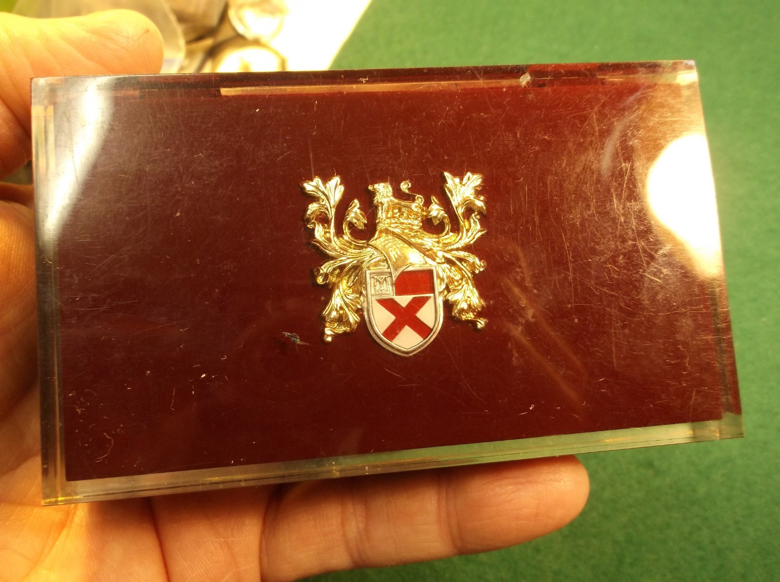 FANTASTIC VTG “LADY ELGIN 21 JEWELS, TOWN & COUNTRY” WRISTWATCH BOX, BURGUNDY