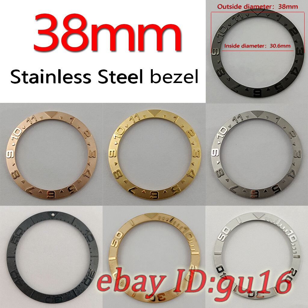 38mm Gold Black Silver stainless steel bezel insert for 40mm men automatic watch