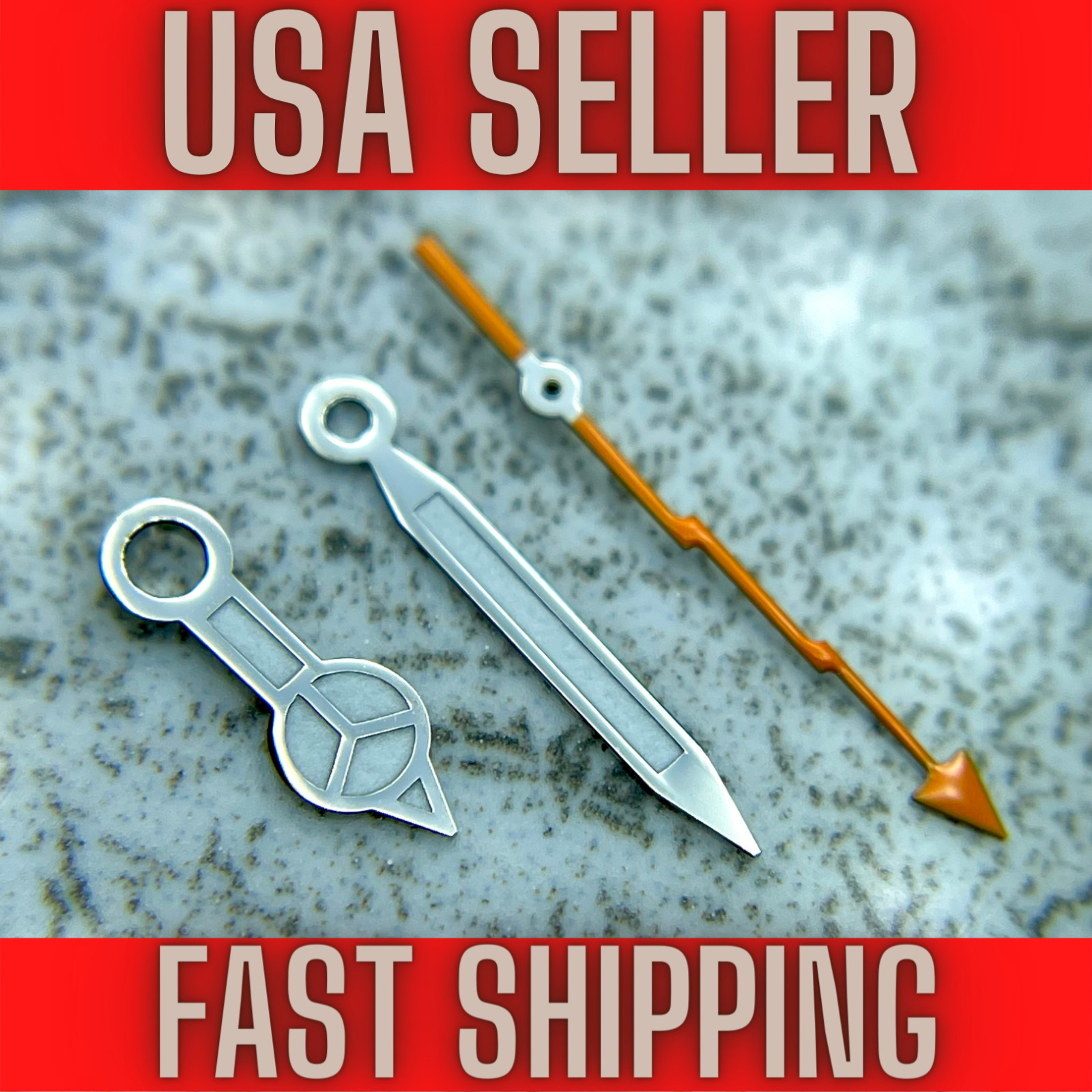 Silver “Merc w/ Orange Lightning” Hands for Seiko NH35,NH36,7s26,7s36 SKX007 MOD