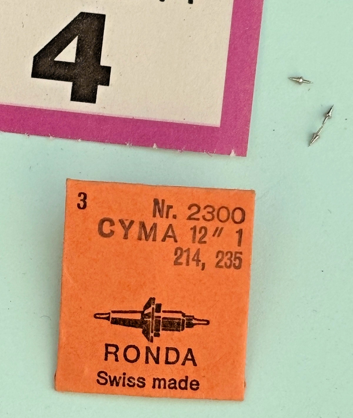 1 only Cyma cal. 234 watch balance staff for Dirty Dozen watch Ronda 2300. NOS