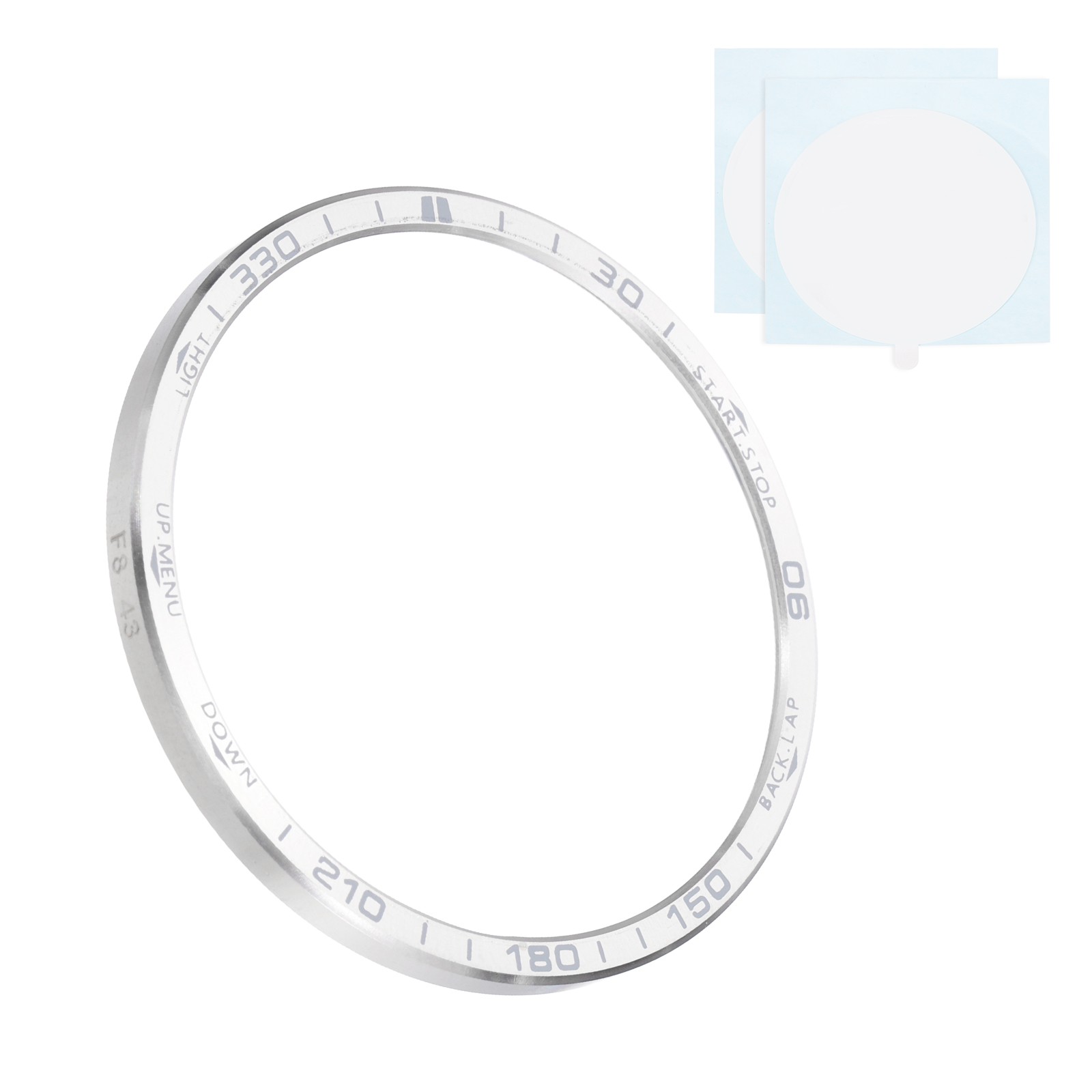 43mm Watch Bezel Stainless Steel Watch Bezel Ring Amoled Display Silver/Gray