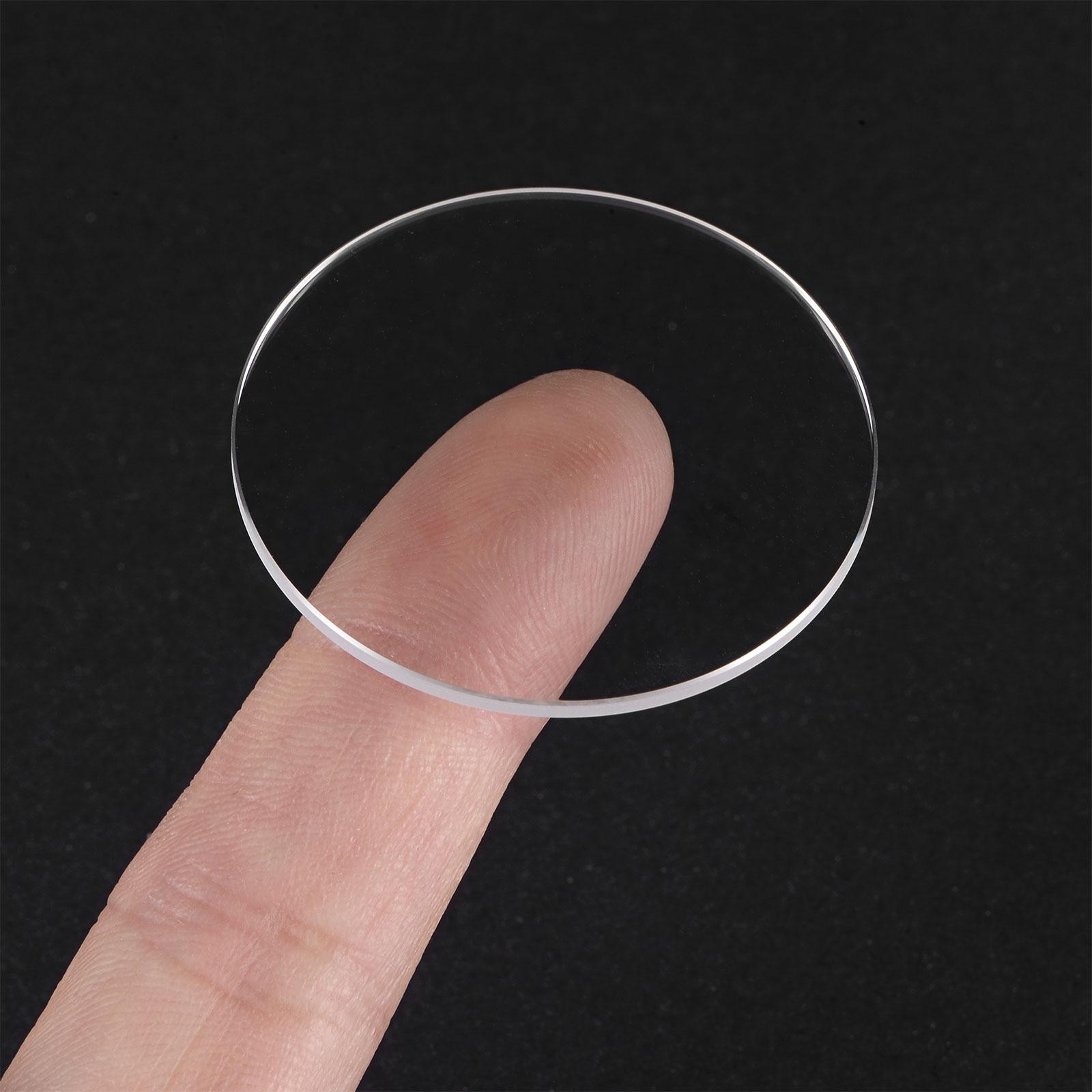 Flat Round Lens Glass Watch 38mm Dia 1.5mm Thickness, Transparent