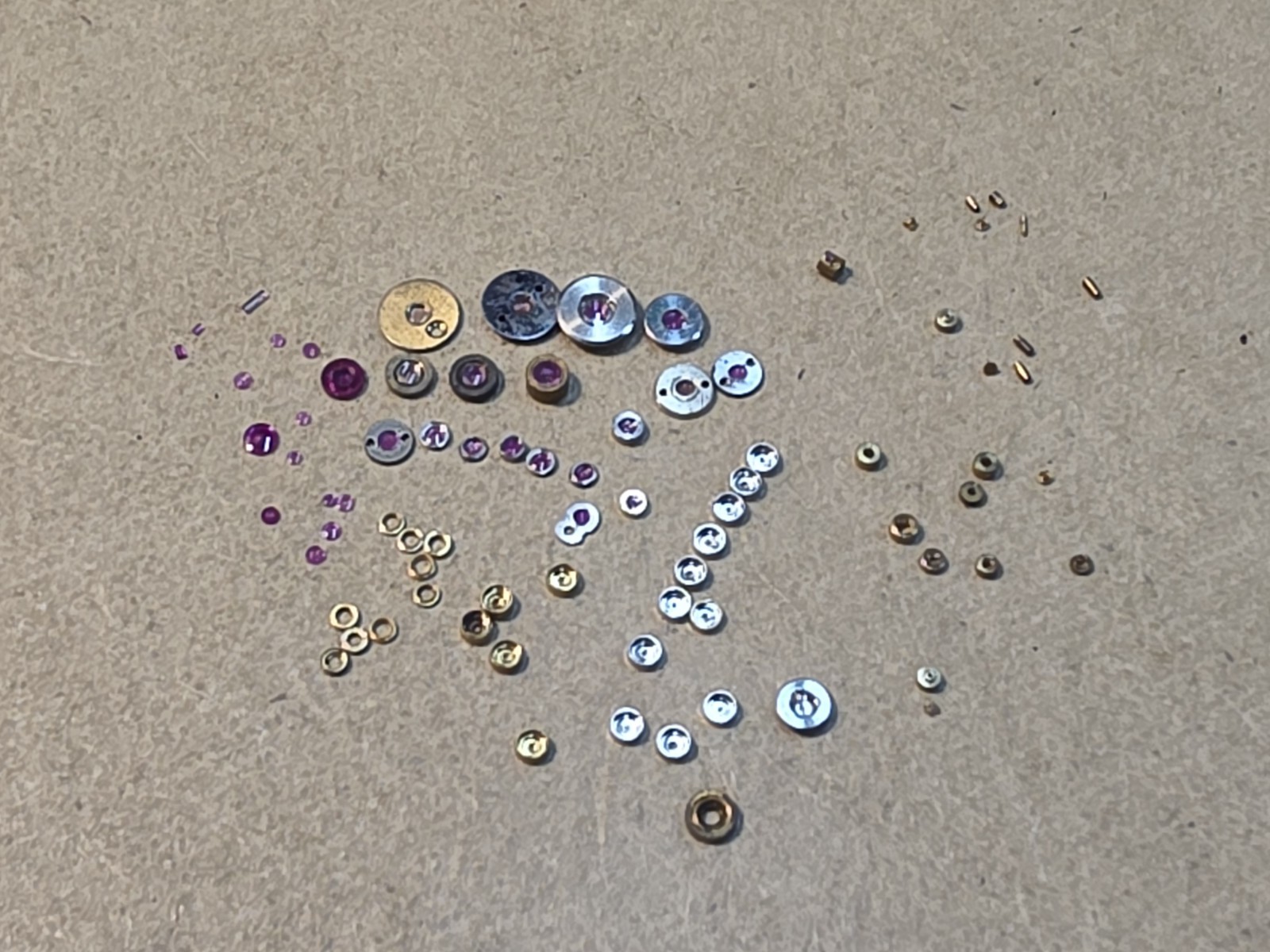 Lot Of 80 Mixed Pocket Watch/Wristwatch Jewel Parts-Jewel Settings, Unset Jewels