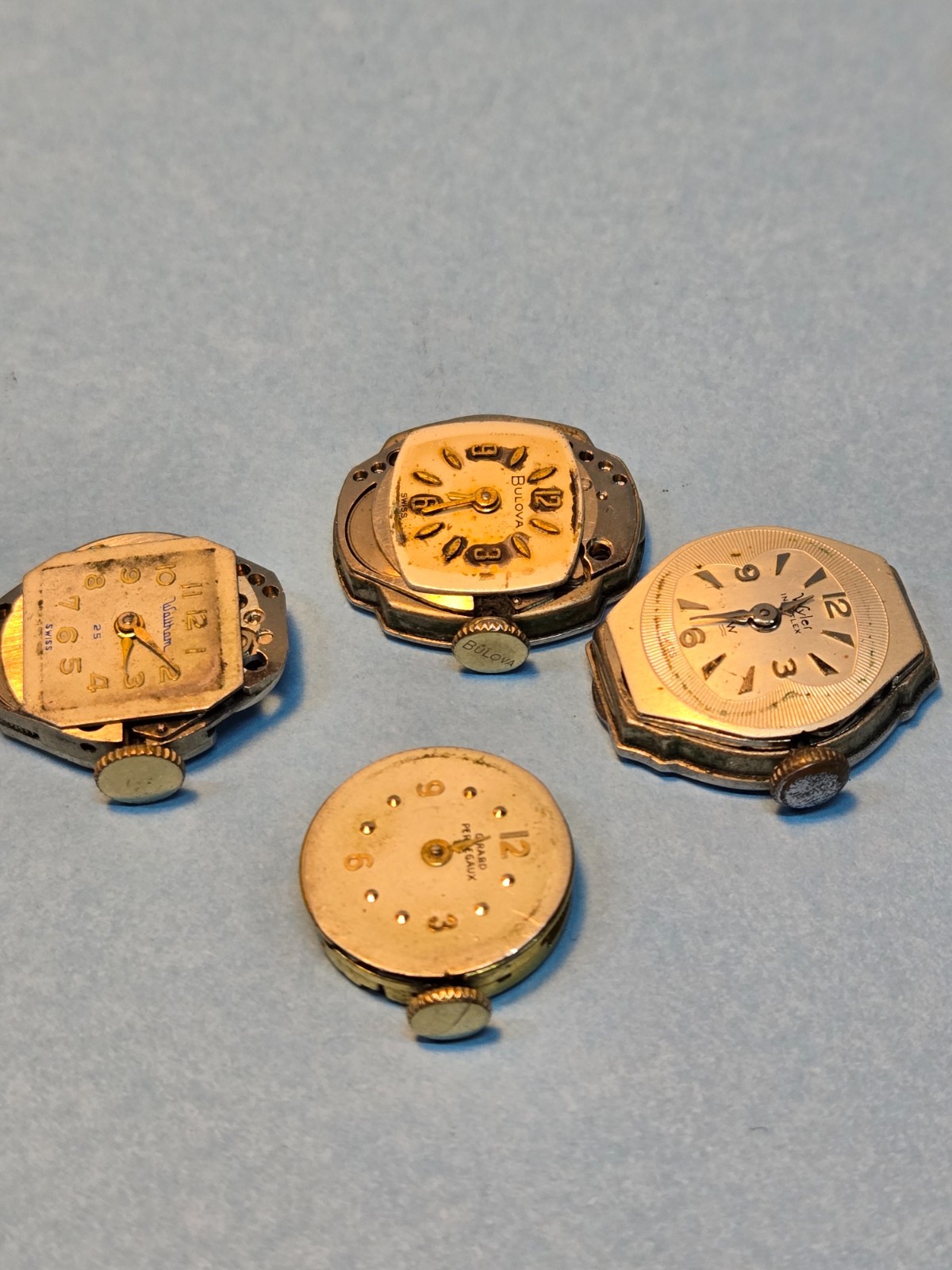 LOT of 8 Vintage Ladies Watch MovementLady Elgin G.P.,Waltham25j,Bulova ,Wyler