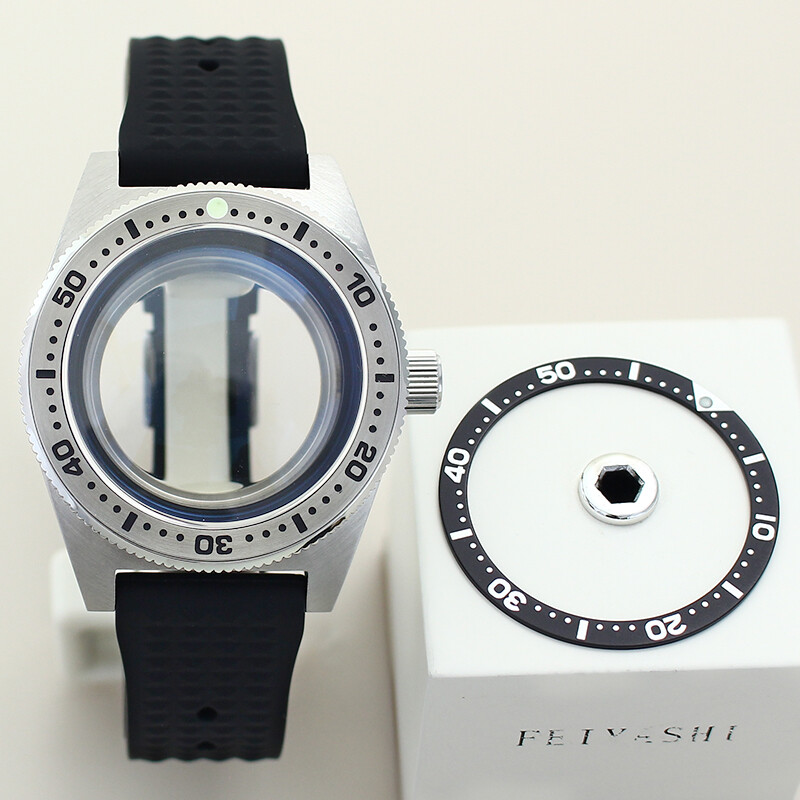 40mm Seiko 62MAS Watch Case Mod Rubber Strap Sapphire Glass For Nh35/36 Movement