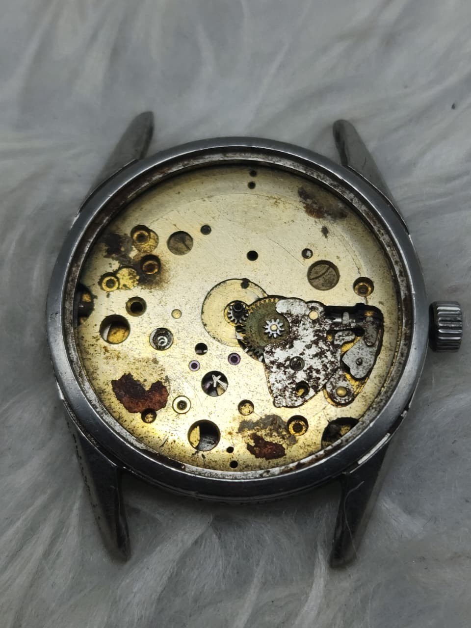 Vintage Favre-Leuba Watch Case with Movement Plate – Swiss Made Steel Case – For