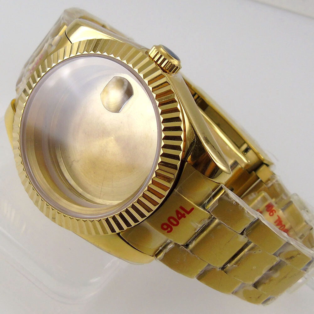Golden 36mm 39mm fluted bezel Watch Case fit for NH35 NH36 Miyota 8215 2836 2824
