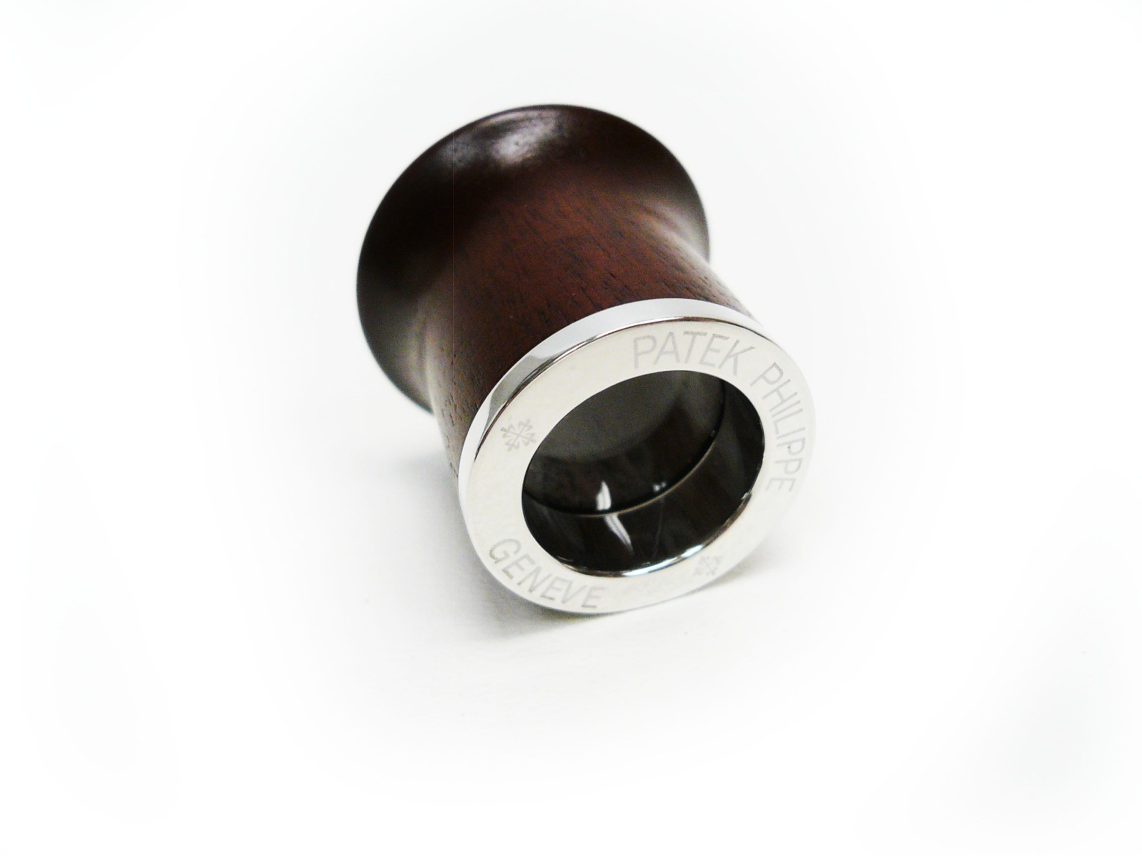 Original Patek Philippe Dark Brown Maple 10X Jewelers Loupe + Box