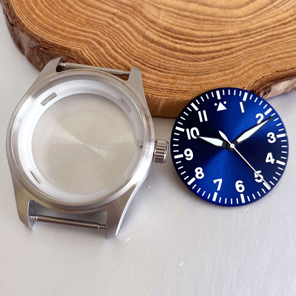 39mm PILOT WATCH Case Sapphire Glass Fit Japan NH35 NH36 Miyota 8215 2824 2836