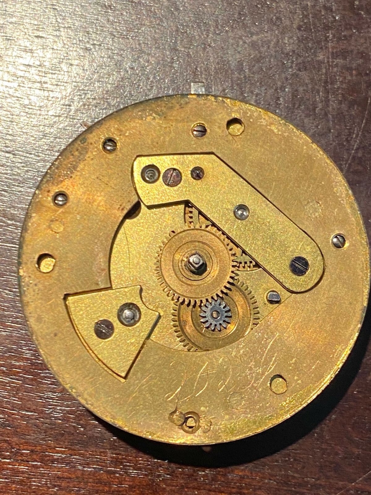VINTAGE JOSEPH JOHNSON FUSEE POCKET WATCH MOVEMENT FOR PARTS , SERIAL # 20236