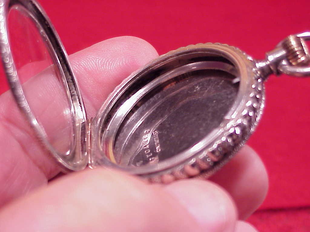 VINTAGE O.F. STERLING SILVER 6 SIZE FANCY ENGRAVED POCKET WATCH CASE EMPTY 41MM