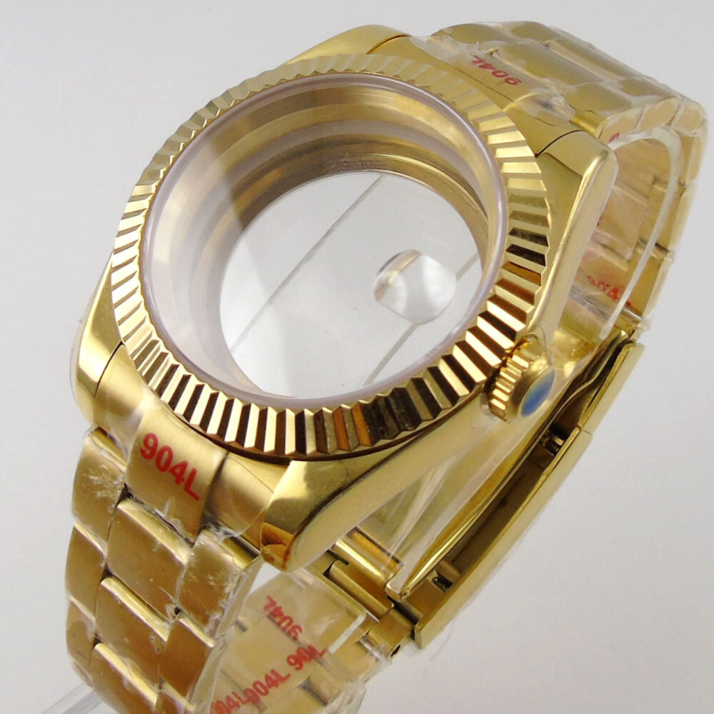 Golden 36mm 39mm fluted bezel Watch Case fit for NH35 NH36 Miyota 8215 2836 2824