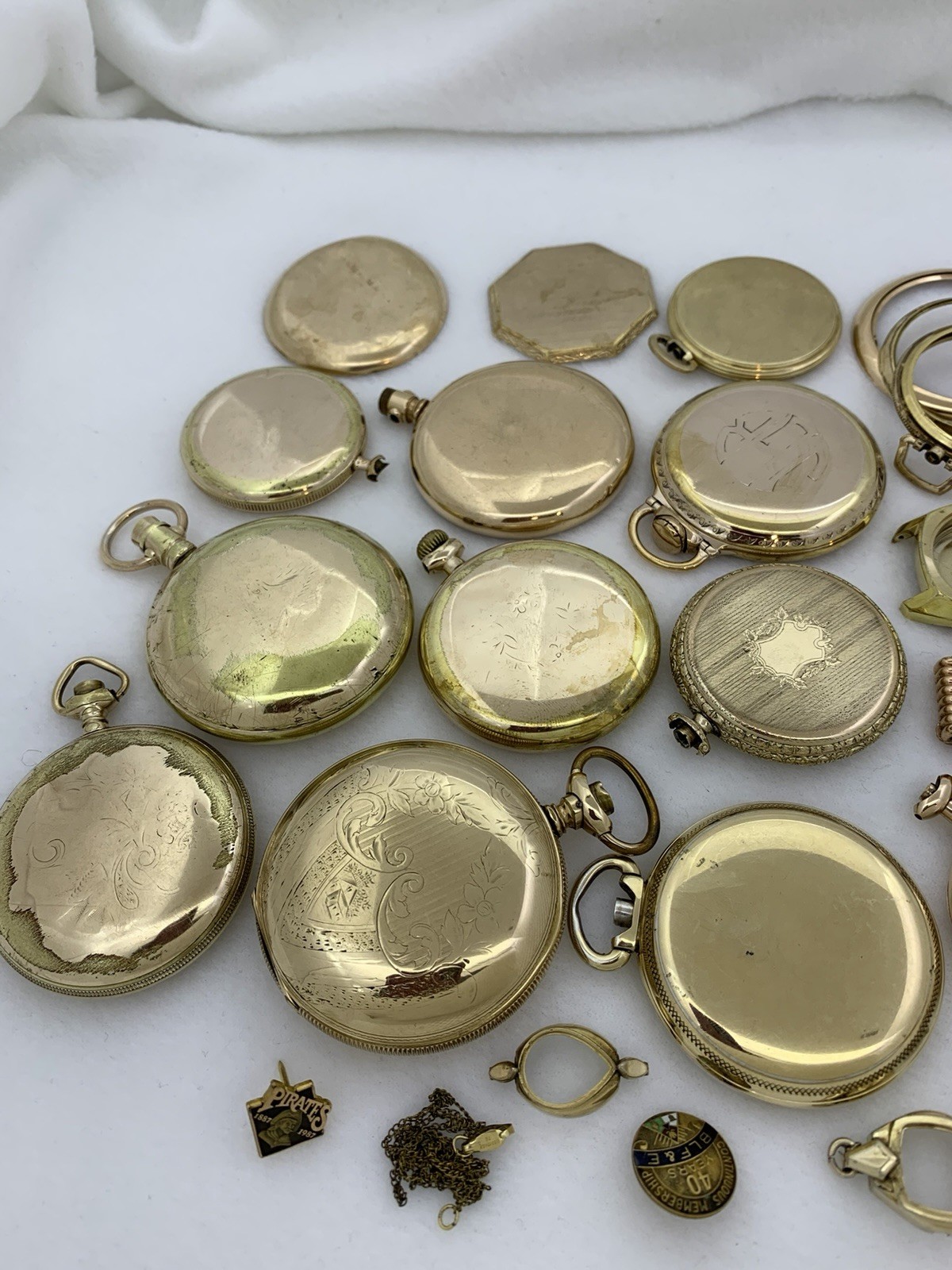609 GRAMS Gold Filled RGP Plate Pocket Wrist Watch Case Scrap Lot & Other Pieces