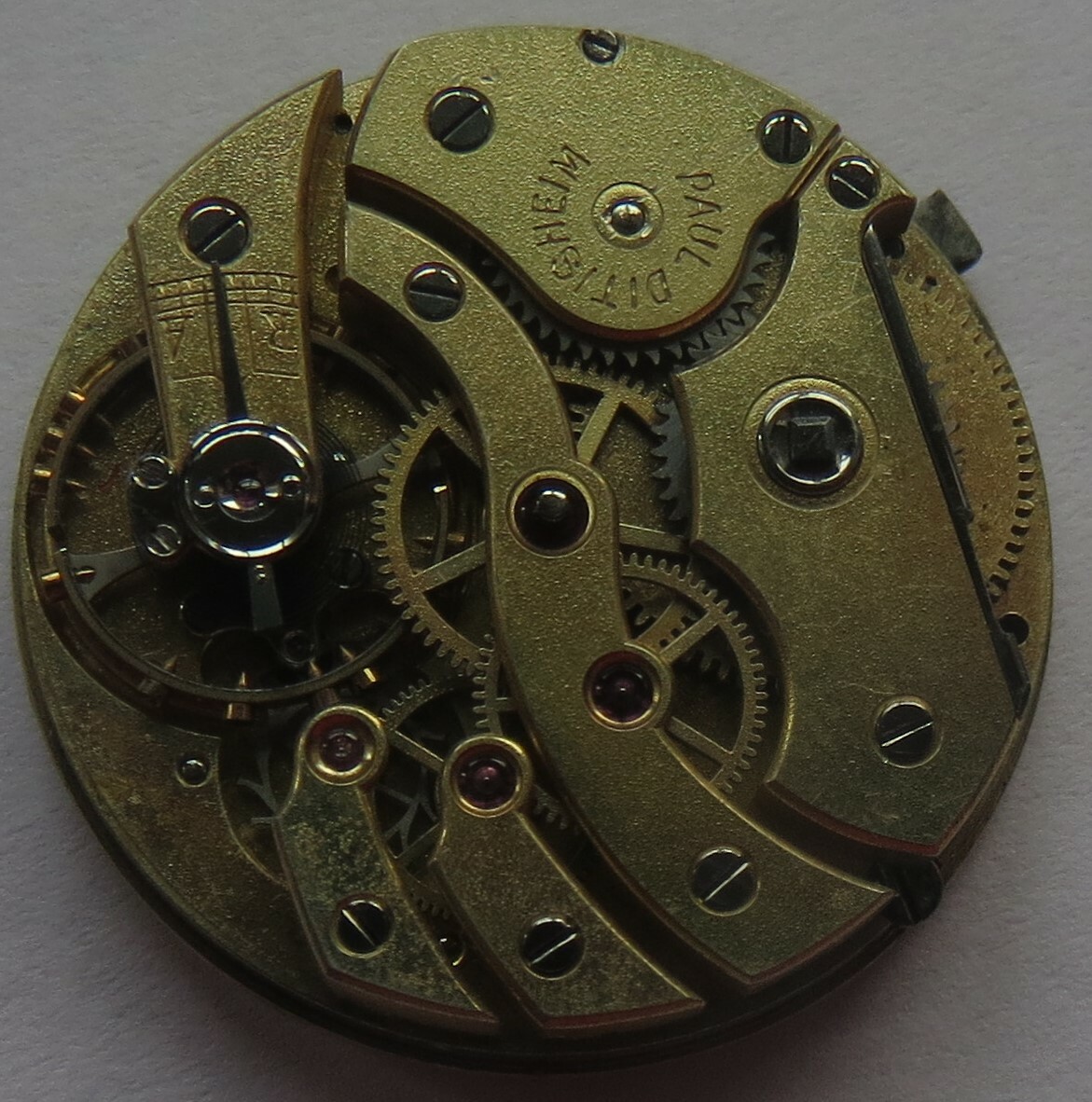 Paul Ditisheim pocket watch movement & enamel dial stem to 3 23,5 mm in diameter