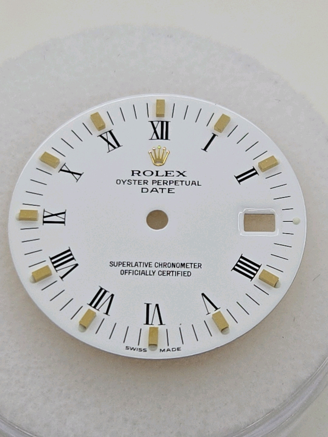 Rolex Dial , 15233 , Roman Numbers, Gold Markers, White, NOS
