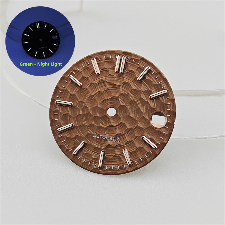 NH35 Dial 28.5mm Honeycomb Dial Gold/rosestuds Green Lume Fit NH35-NH36 Movement