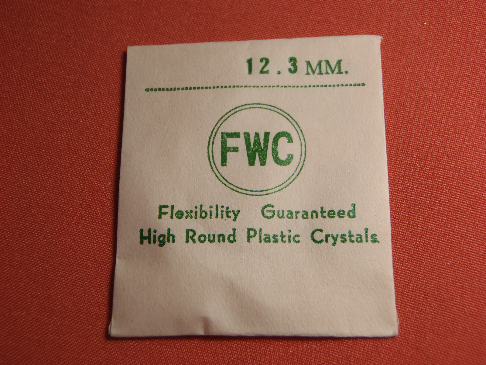 FWC HIGH ROUND Diamond Edge PLASTIC WATCH CRYSTAL 12.3MM NOS