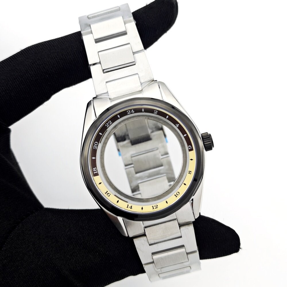 39mm GMT Style Case Two-Tone Bezel Steel Bracelet Fit Auto Mod
