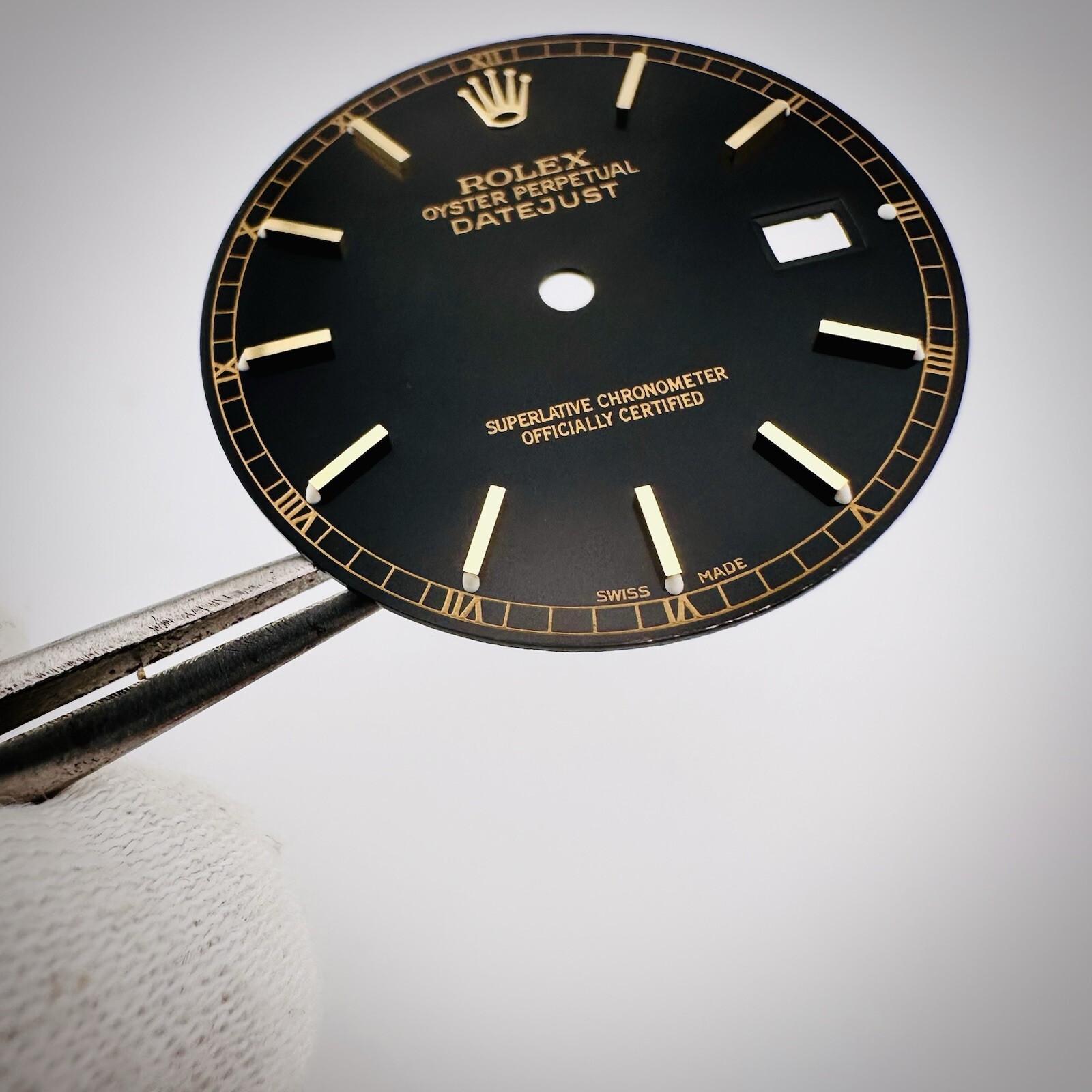 Factory Rolex Two Tone Black Gloss Luminova Dial Datejust 16013 16233 16238