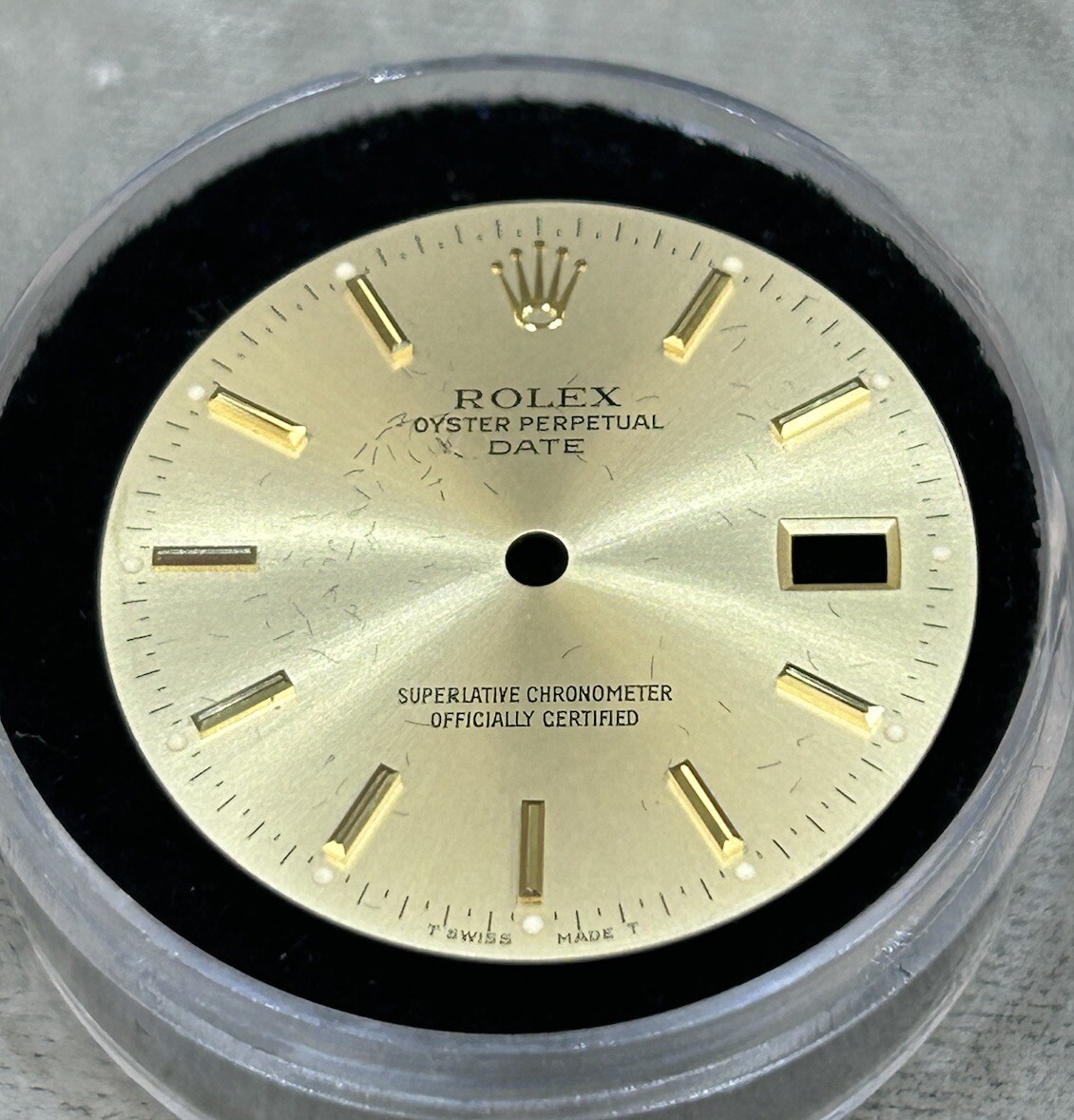 Rolex 34mm Date Watch Silver Dial Gold Stick Markers For Models 15233 15203