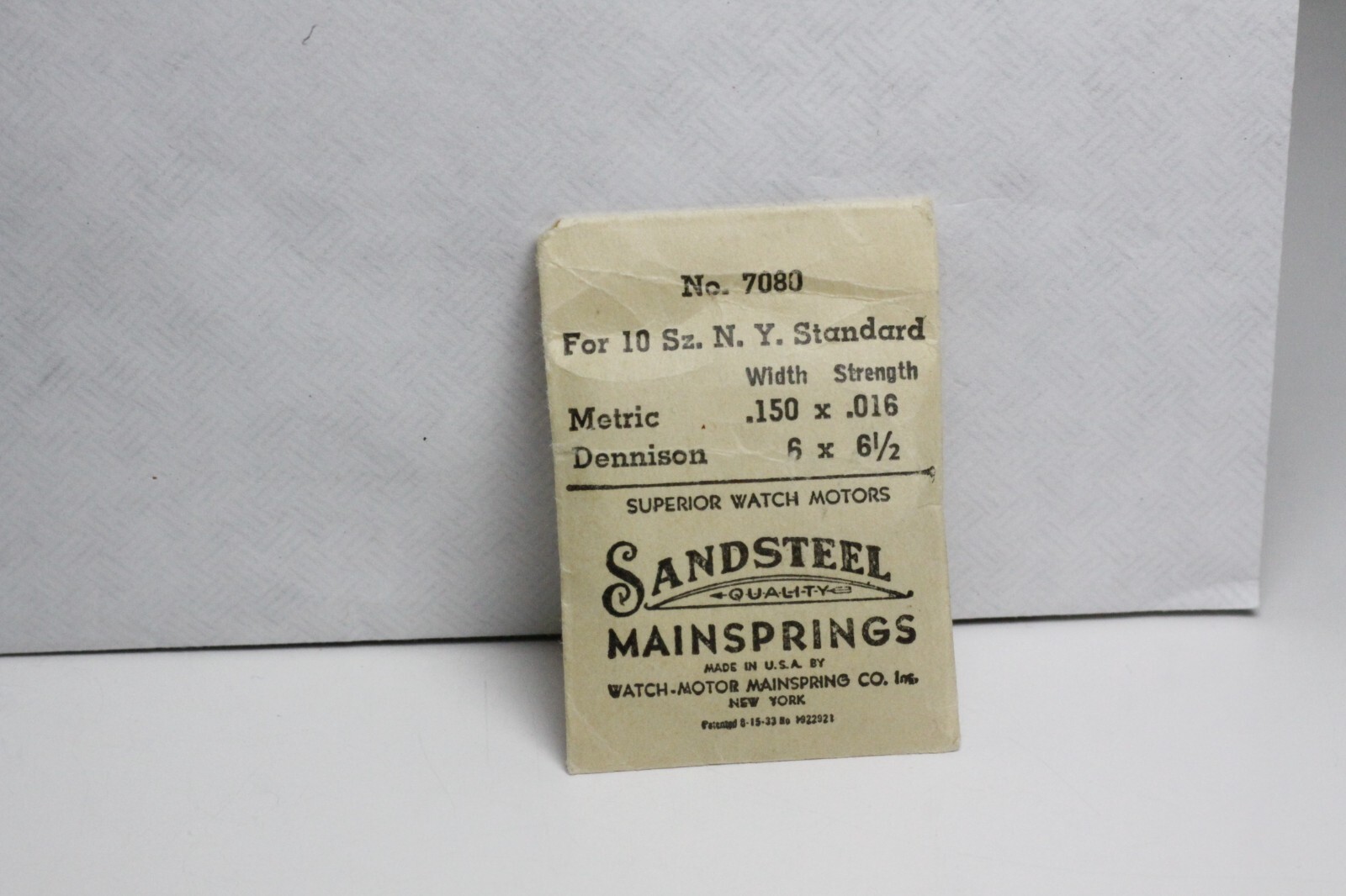 SANDSTEEL #7080 Mainspring FOR 10S NY STANDARD Steel 6V