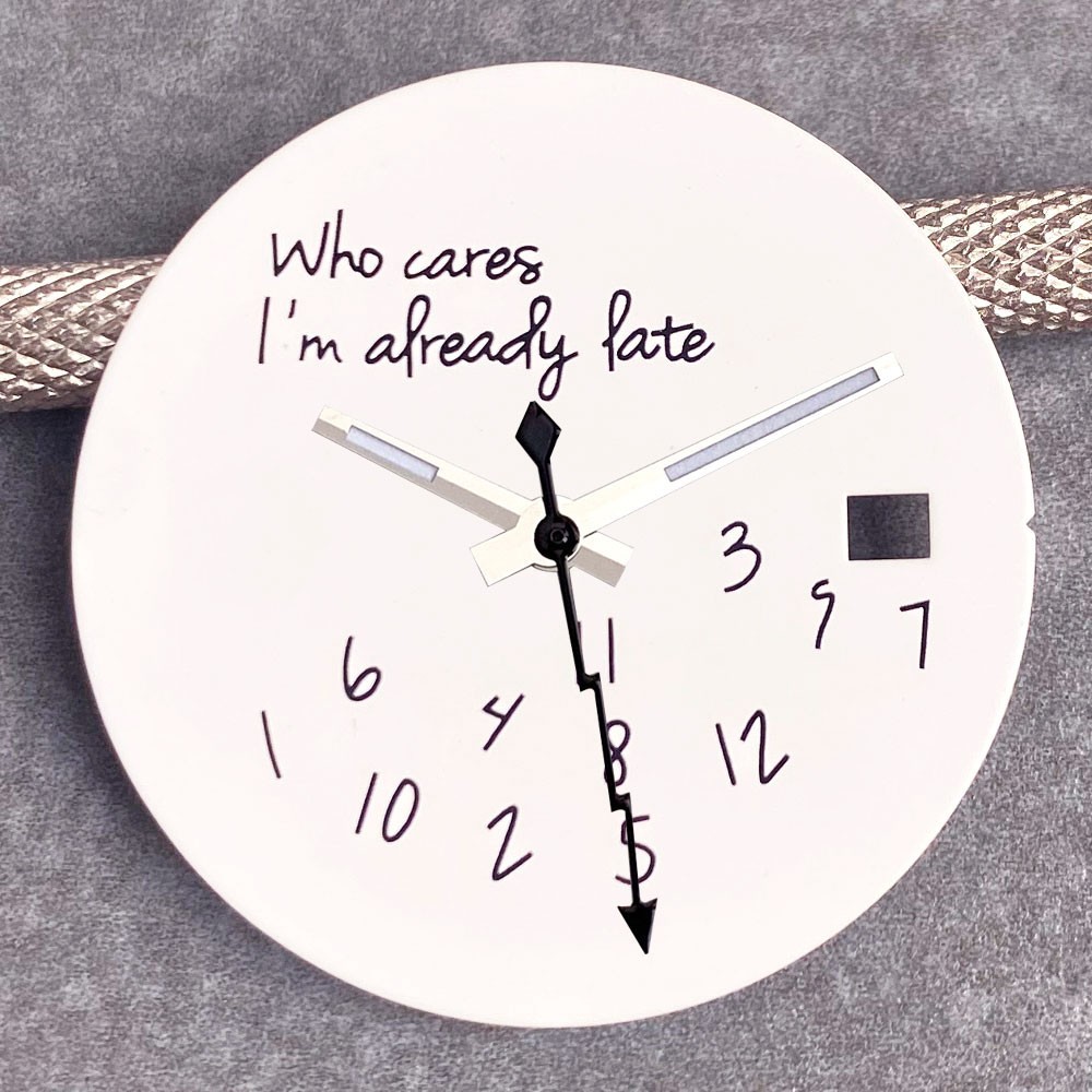 New Who Cares, I’m Already Late NH35 Watch Dial White/Black Dial Replacement