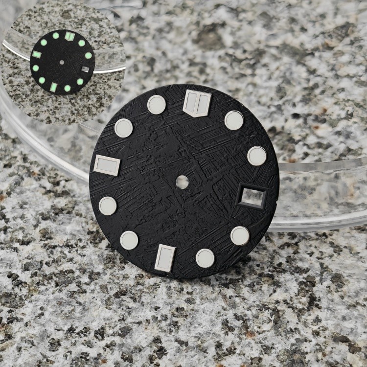 NH35 face 28.5mm meteorite pattern strong green lume dial for NH35/NH36 movement