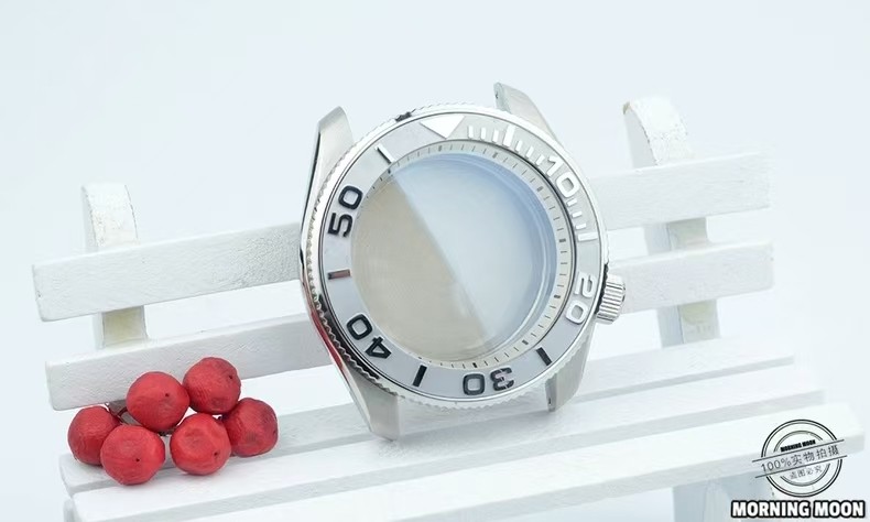 Silver 42mm For NH35 NH36 4R36 4R15 Movement Steel Watch Case 3’8 Crown Gray Mod