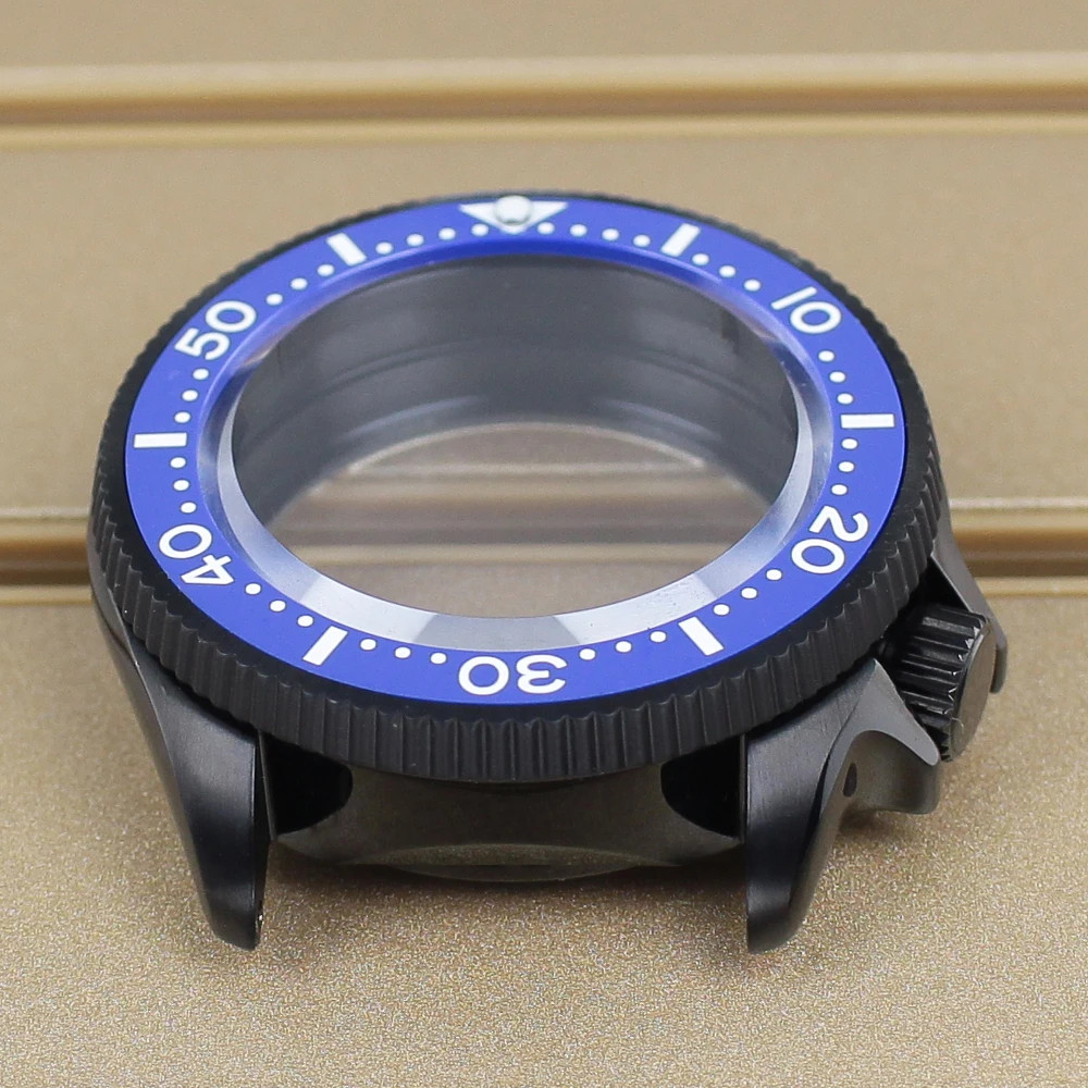 38mm PVD Black Watch Case SKX013 Mod Sapphire Glass 3.8 crown For NH35 Movement