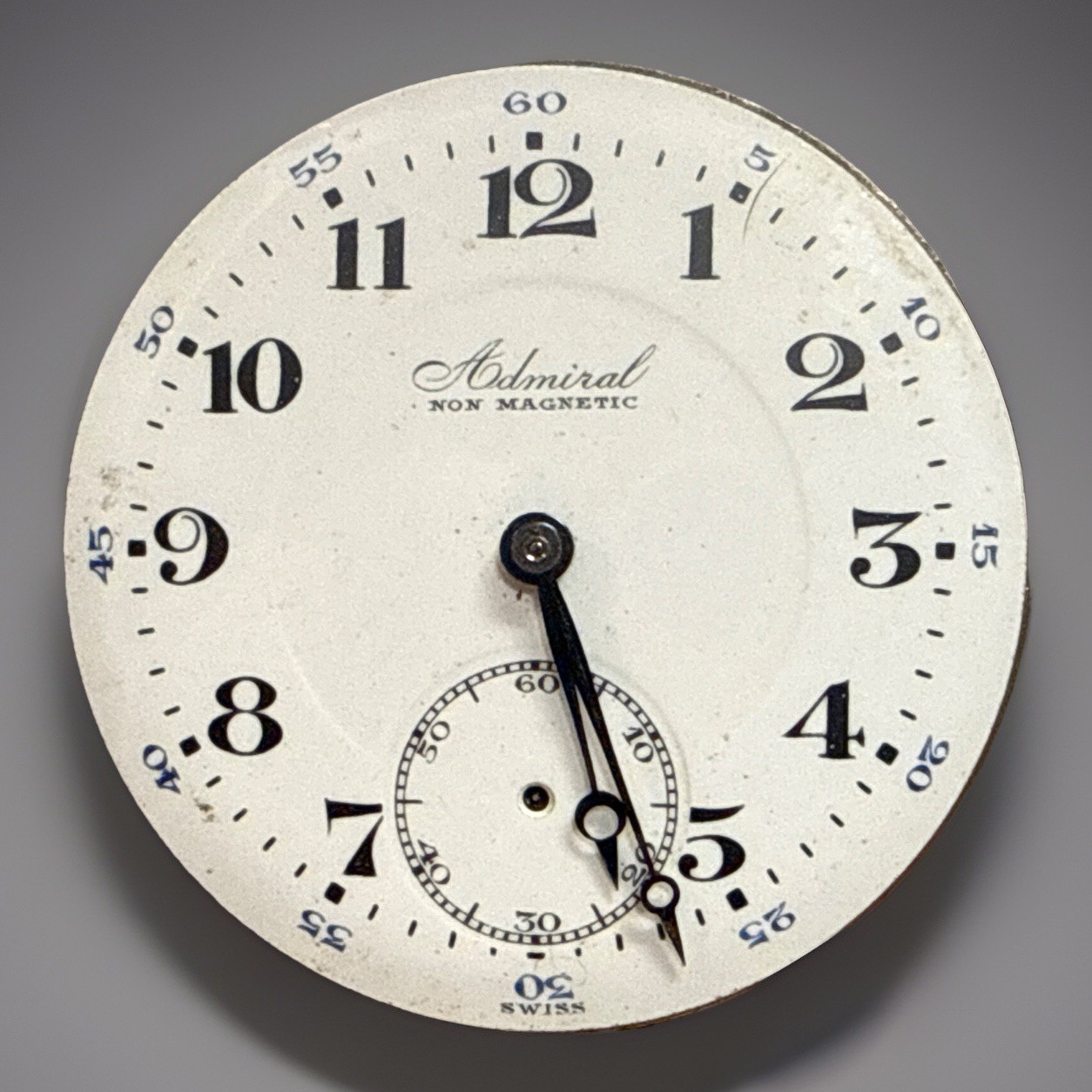 Admiral Non-Magnetic Swiss Pocket Watch Movement Dial 7J Cal 1204 ⌚️ Tacy Watch