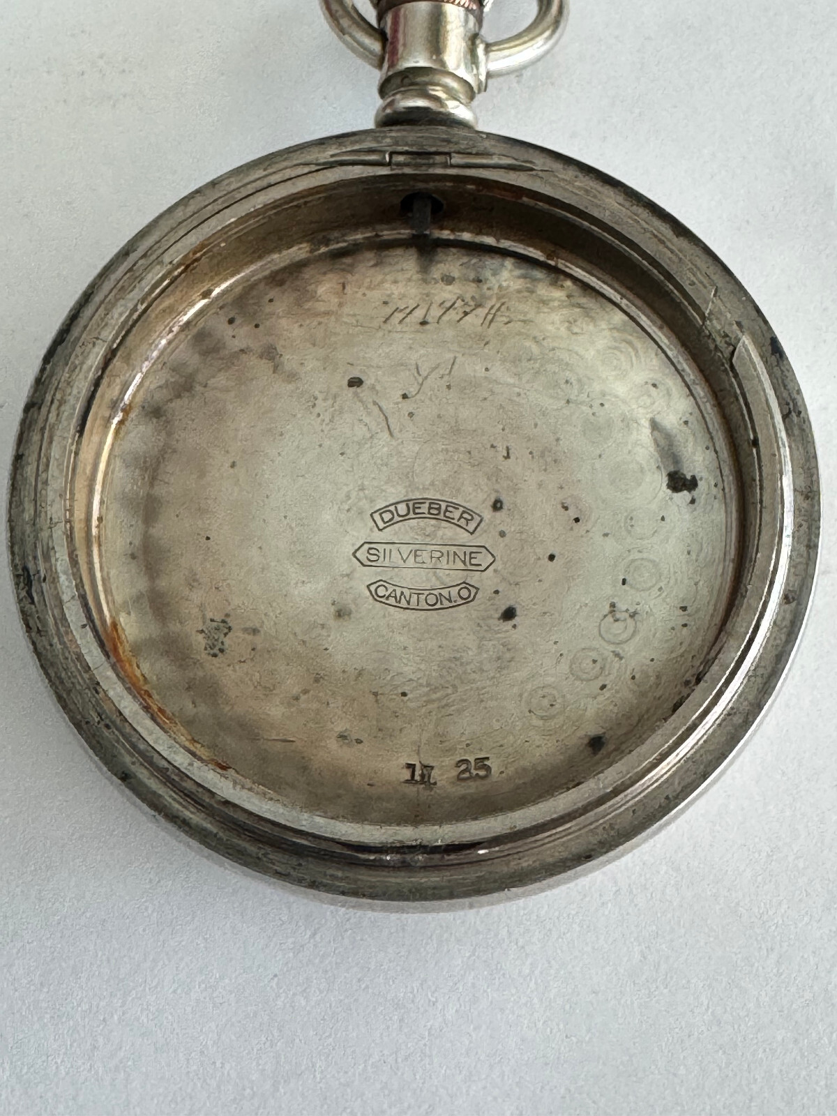 VINTAGE 18 SIZE DUEBER SILVERINE SWING OUT POCKET WATCH CASE LEVER SET ONLY