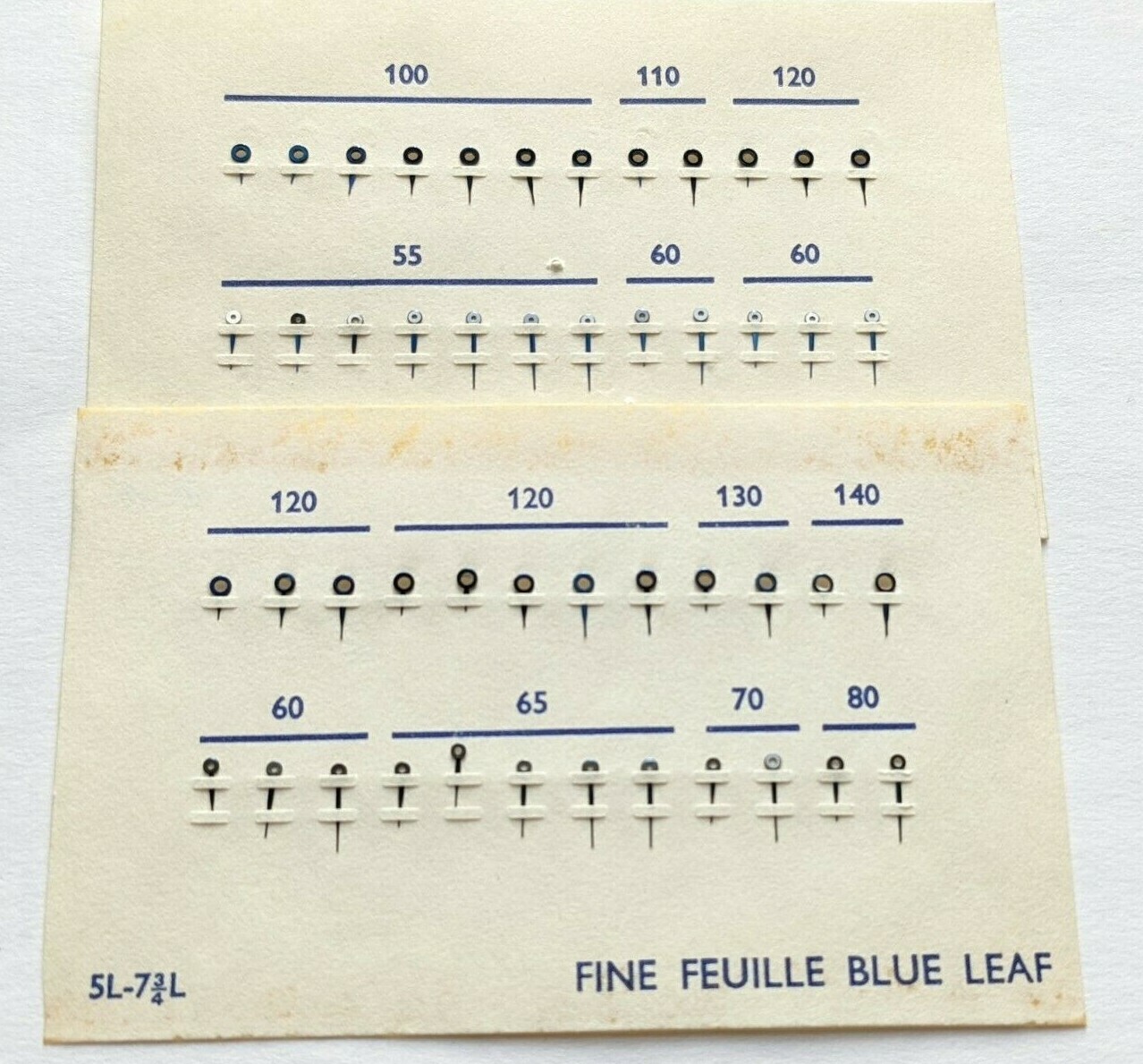 Vintage blue leaf watch hands to fit 5L to 7 3/4 ligne size 12 pairs hour/min