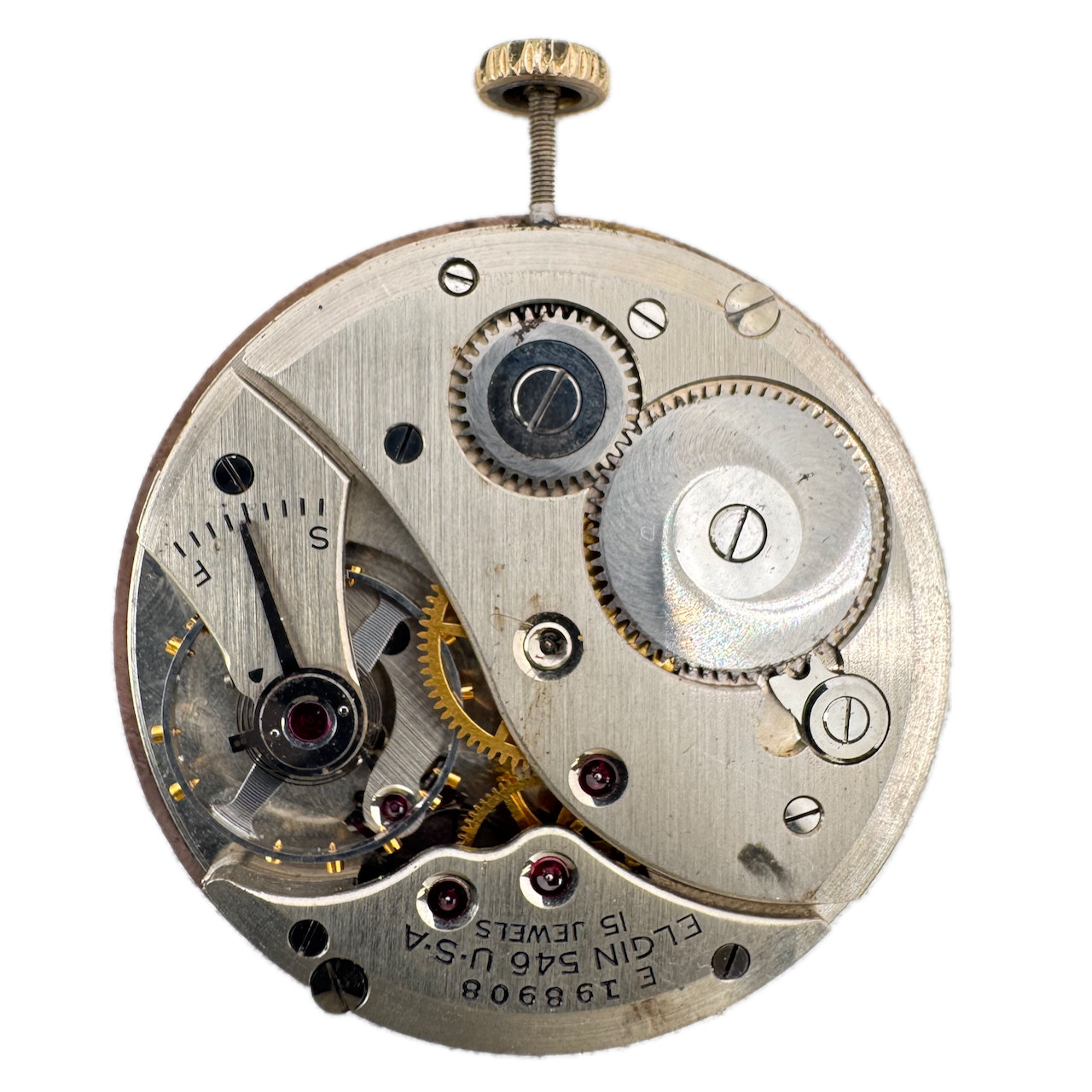 Vintage 12s 1941 Elgin Mechanical Pocket Watch Movement 546 USA Salmon Running
