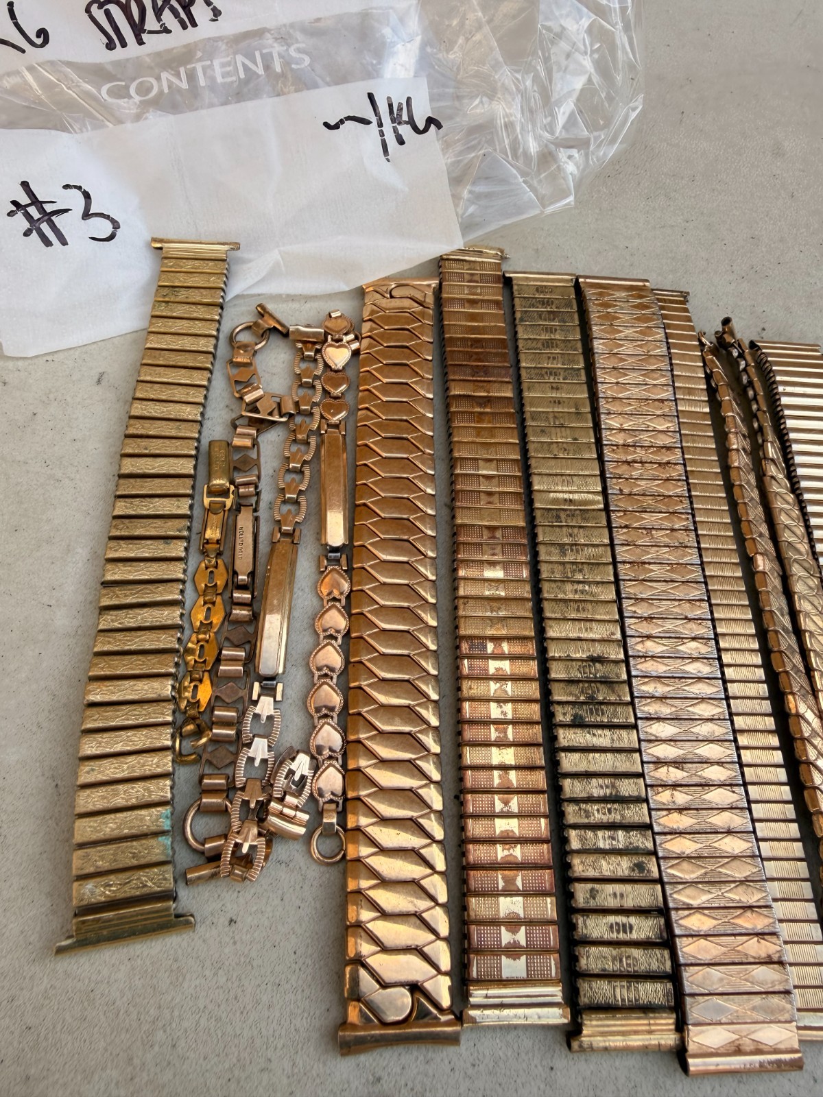 Vintage 9 ct rolled gold filled watch straps job lot scrap gold recovery 3