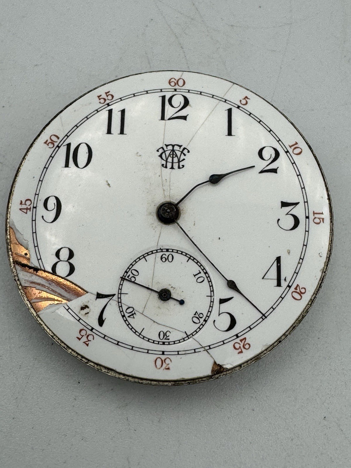 Vintage Trenton Watch Co 16s Model 3 Pocket Watch Movement For Parts Or Repair