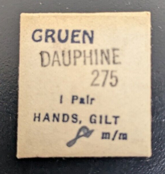 1 Pair / Set Of NOS Gruen 275 Gilt/Gold Tone Dauphine Wrist Watch Hands 8mm
