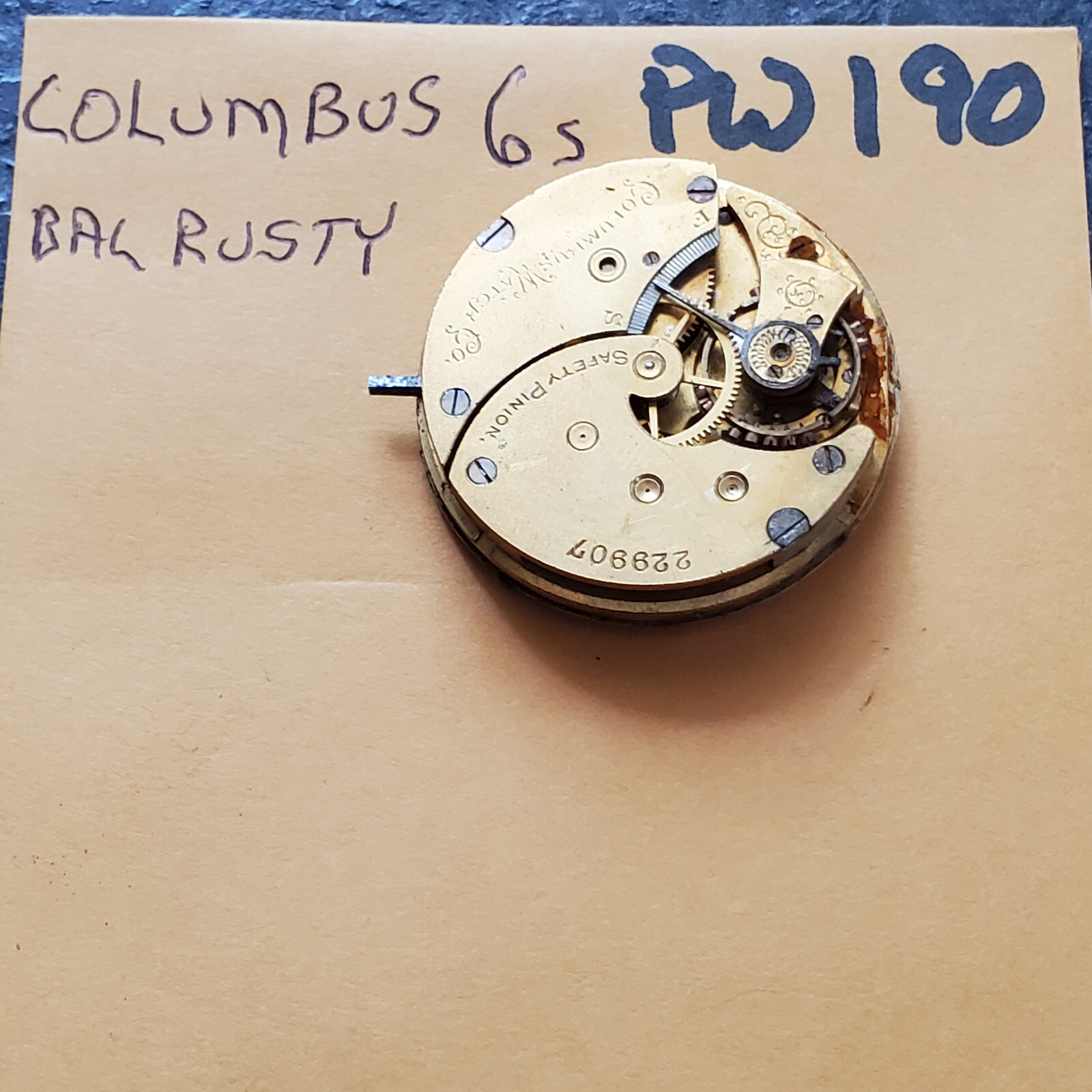 COLUMBUS 6s POCKET WATCH MOVEMENT PW190