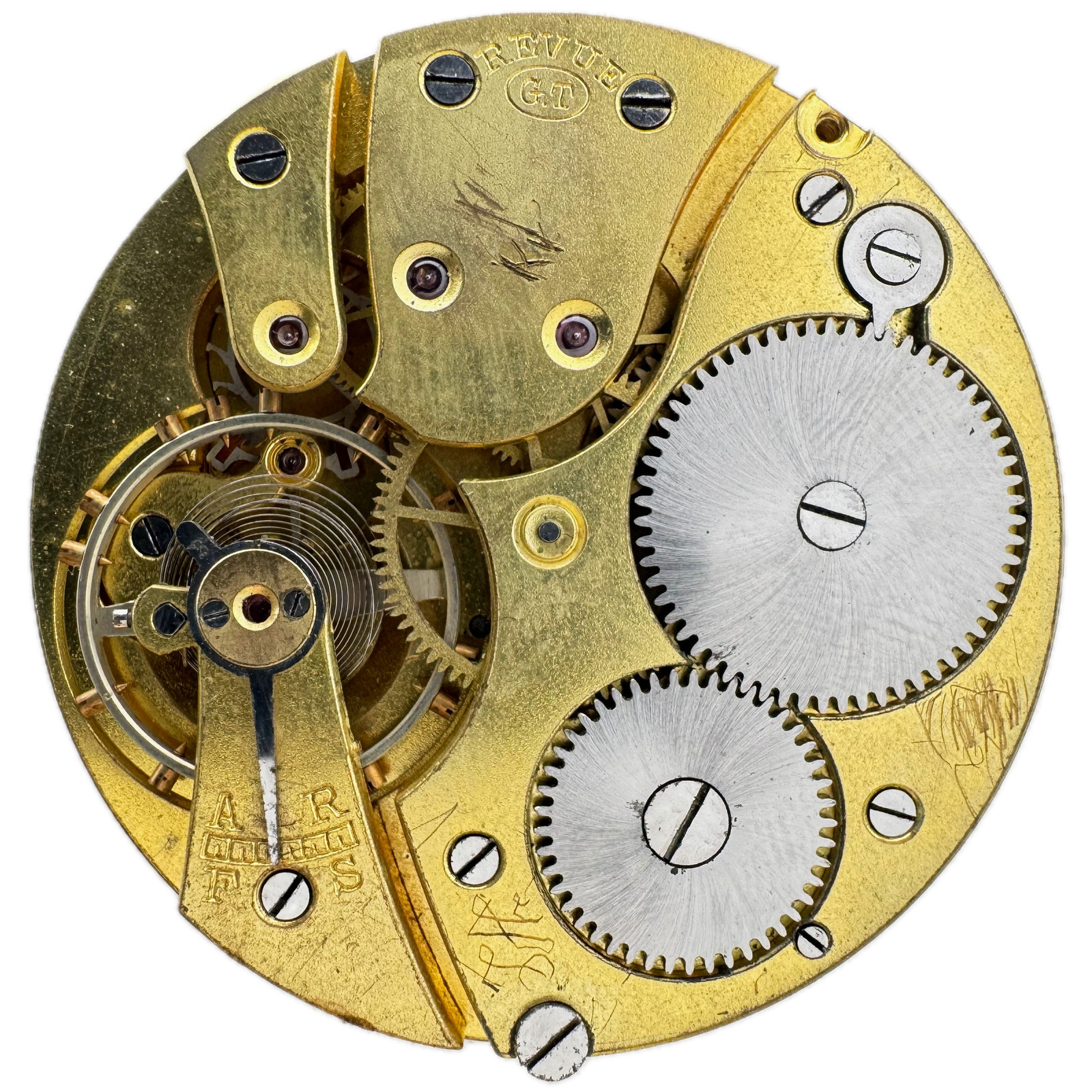 Antique 41mm Revue White Dial Fancy Louis XIV Hands Pocket Watch Movement Swiss