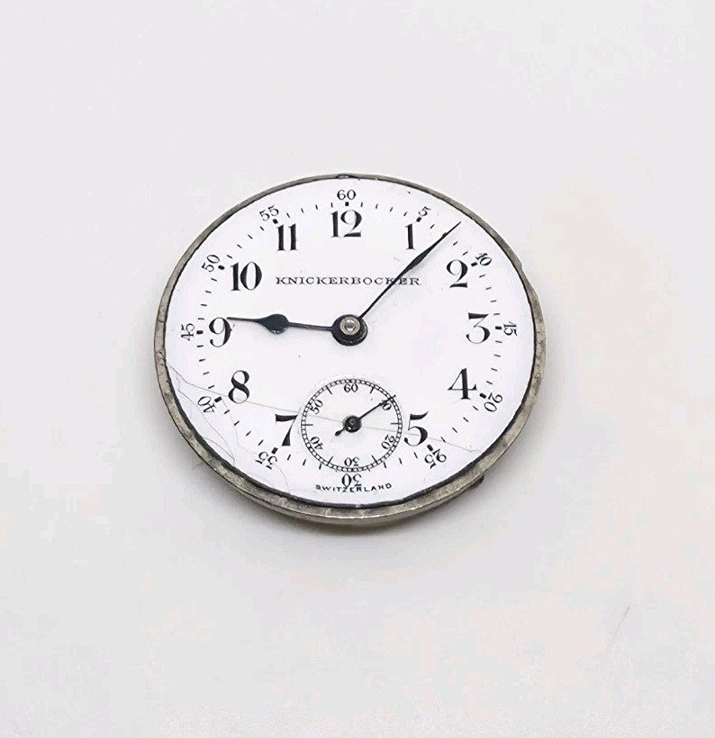 Vtg Knickerbocker A. Calame Fils 7J Mechanical Pocket Watch Movement For Repair
