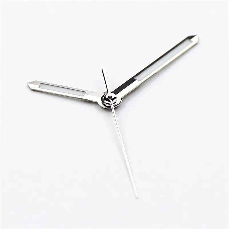 Polished Silver Watch Hands Green Blue Lume Fit for NH34 NH35 NH36 Mod