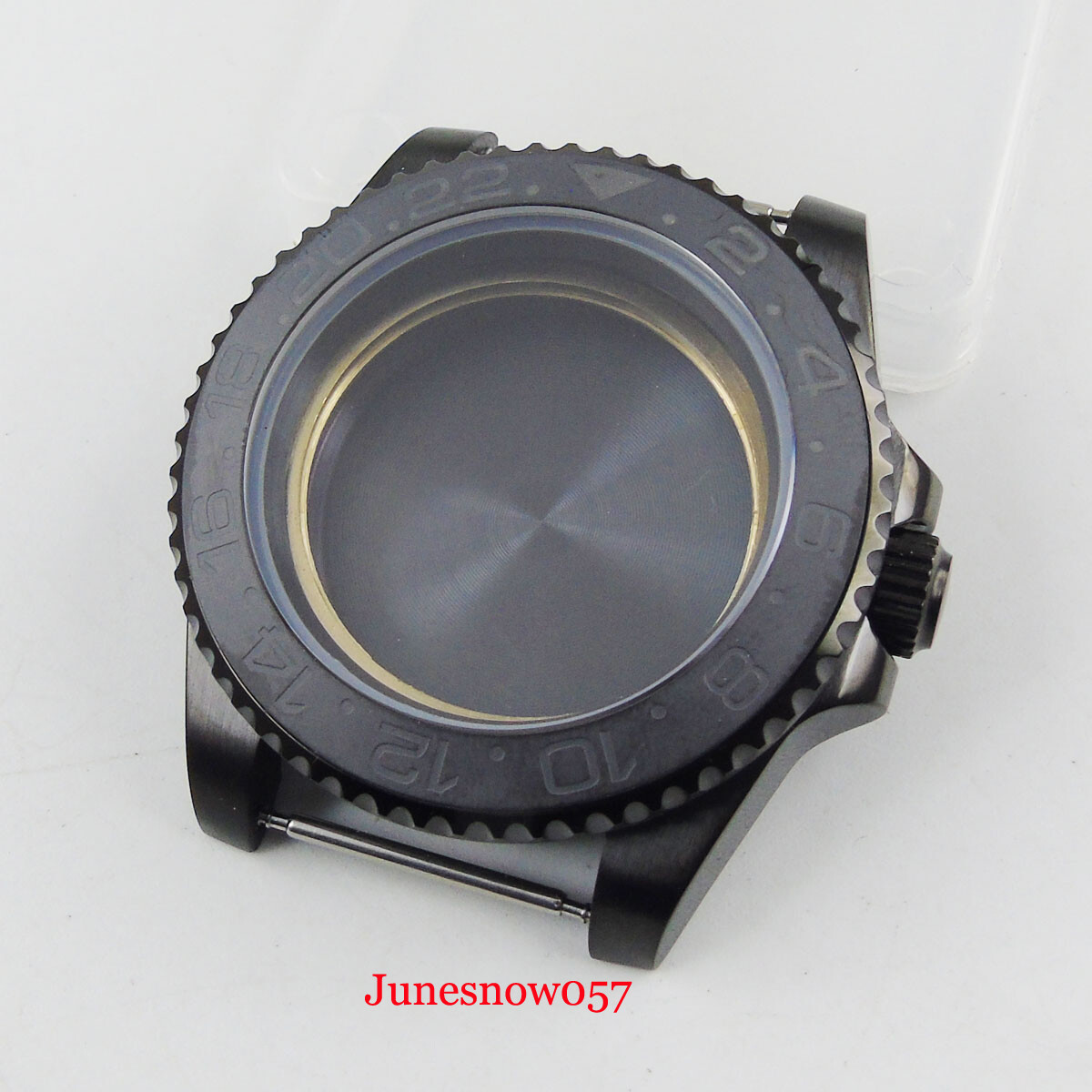 Fit NH35A/NH36A 40mm Black PVD Plated Watch Case Flat Sapphire Ceramic Insert