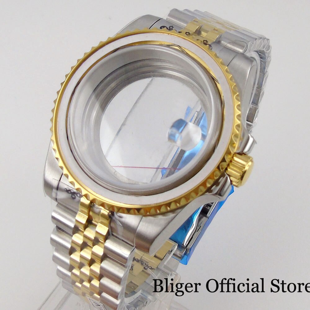 BLIGER Two Tone Gold Watch Case fit NH35A ETA 2836 2824 MIYOTA 8215 821A MINGZHU