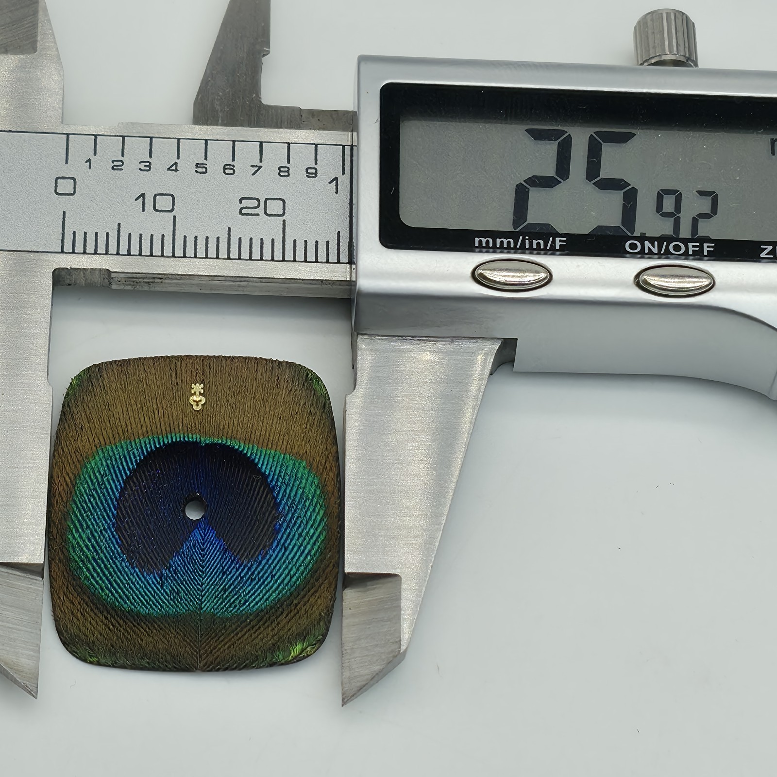 Vintage Corum Peacock Feather Watch Dial With Feet Rectangle Rare HTF Part