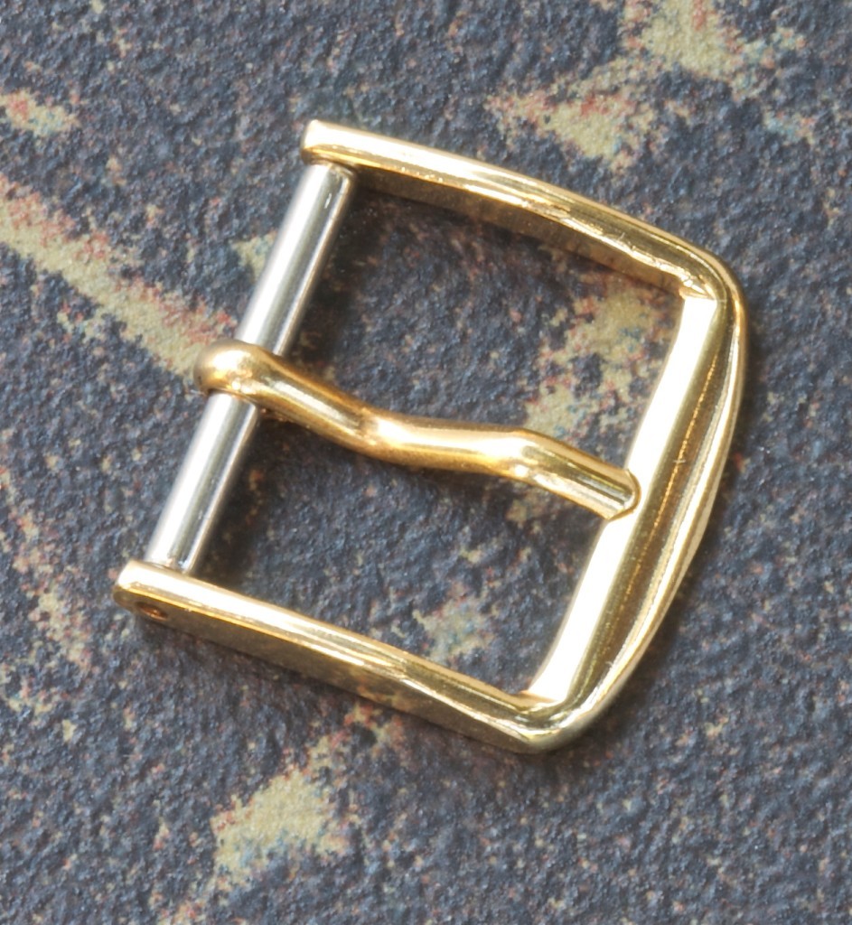 Squared shape vintage yellow gold-plated watch buckle 14.5mm opening 1950s/60s