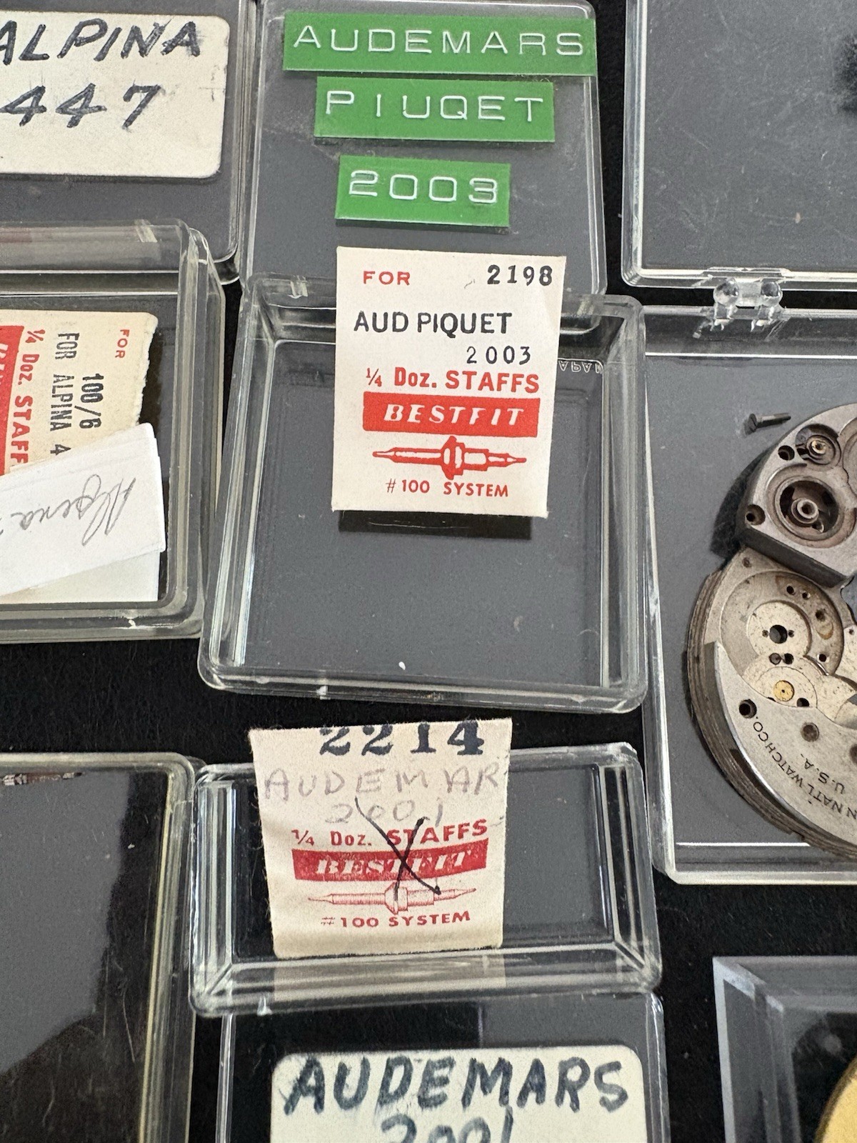 Vintage Watchmaker Parts Lot AP Audemars Piguet Alpina Elgin Staffs