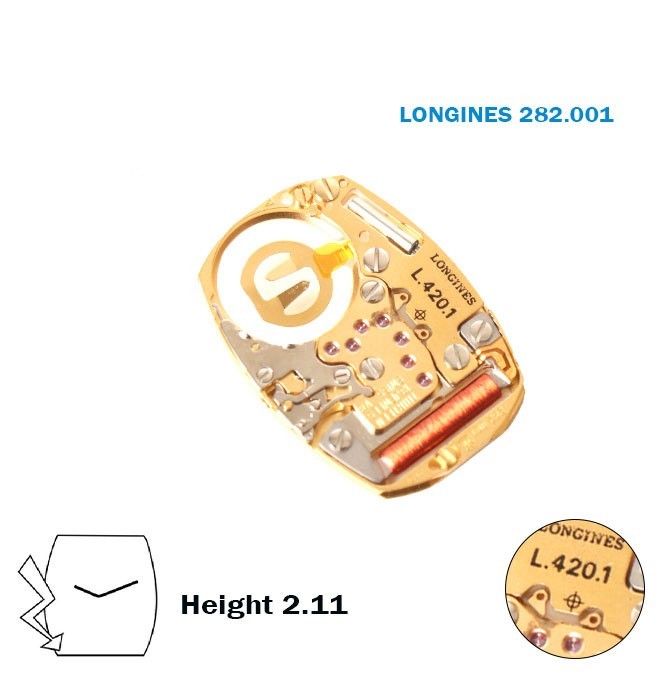 ETA 282.001(L.420.1) -Swiss Watch Movement-2 Hands-Without Stem-Height: 2.11mm.