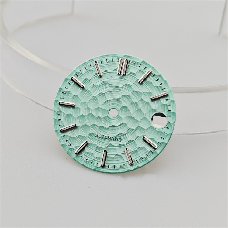 28.5mm NH35 Dial Rose/gold/silver Studded Green Luminous for NH35/NH36 Movements