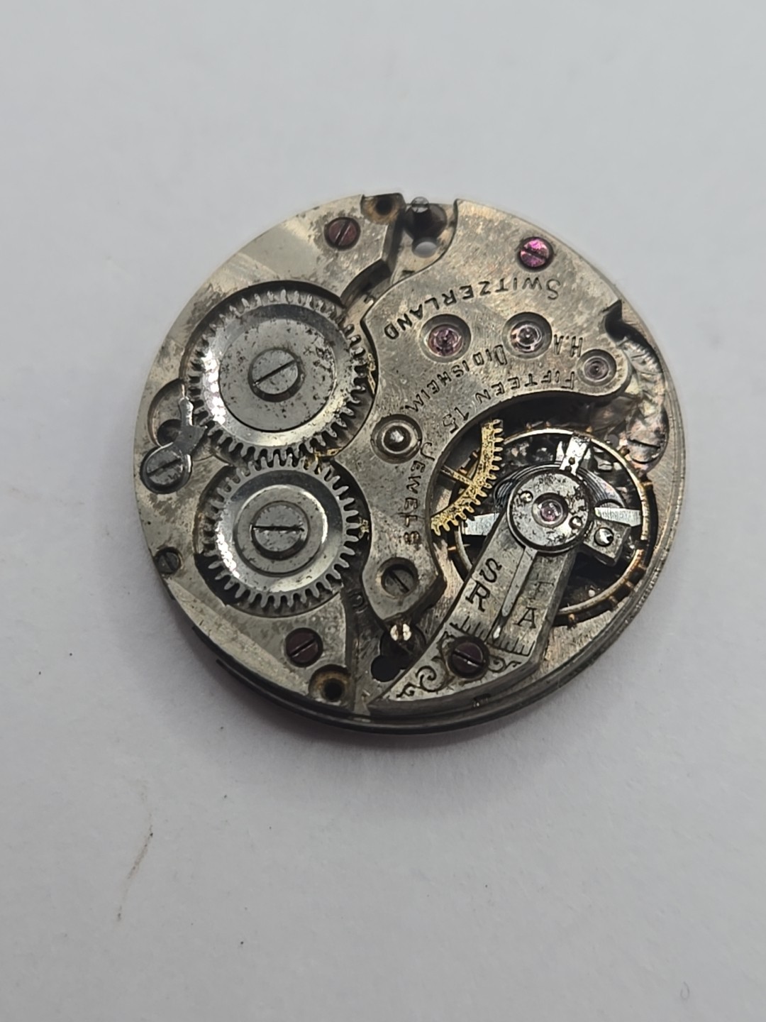 HA Ditisheim Rebberg Aegler Vintage Mens Watch Movement 15j 25.6mm Rare! 434